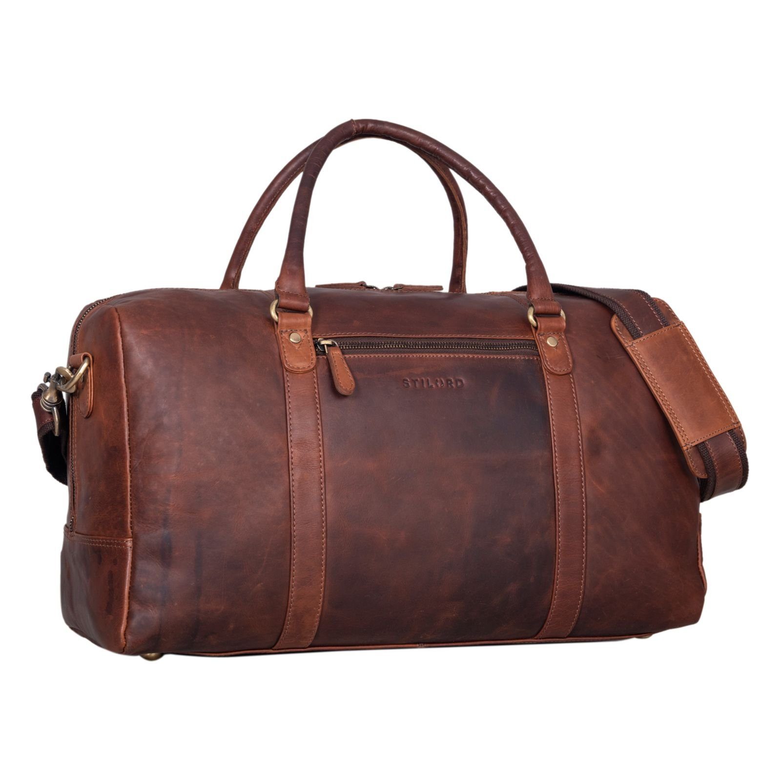 [Steigende Popularität] STILORD Reisetasche "Iska" - stilvolle Leder Der Groß braun - Reisetasche bordeaux Vintage Reisebegleiter