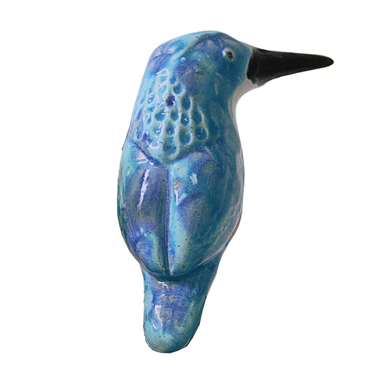 Tangoo Gartenfigur Tangoo Keramik-Eis-Vogel türkis, gepunktet Ast, Stab blau (Stück) auf mit