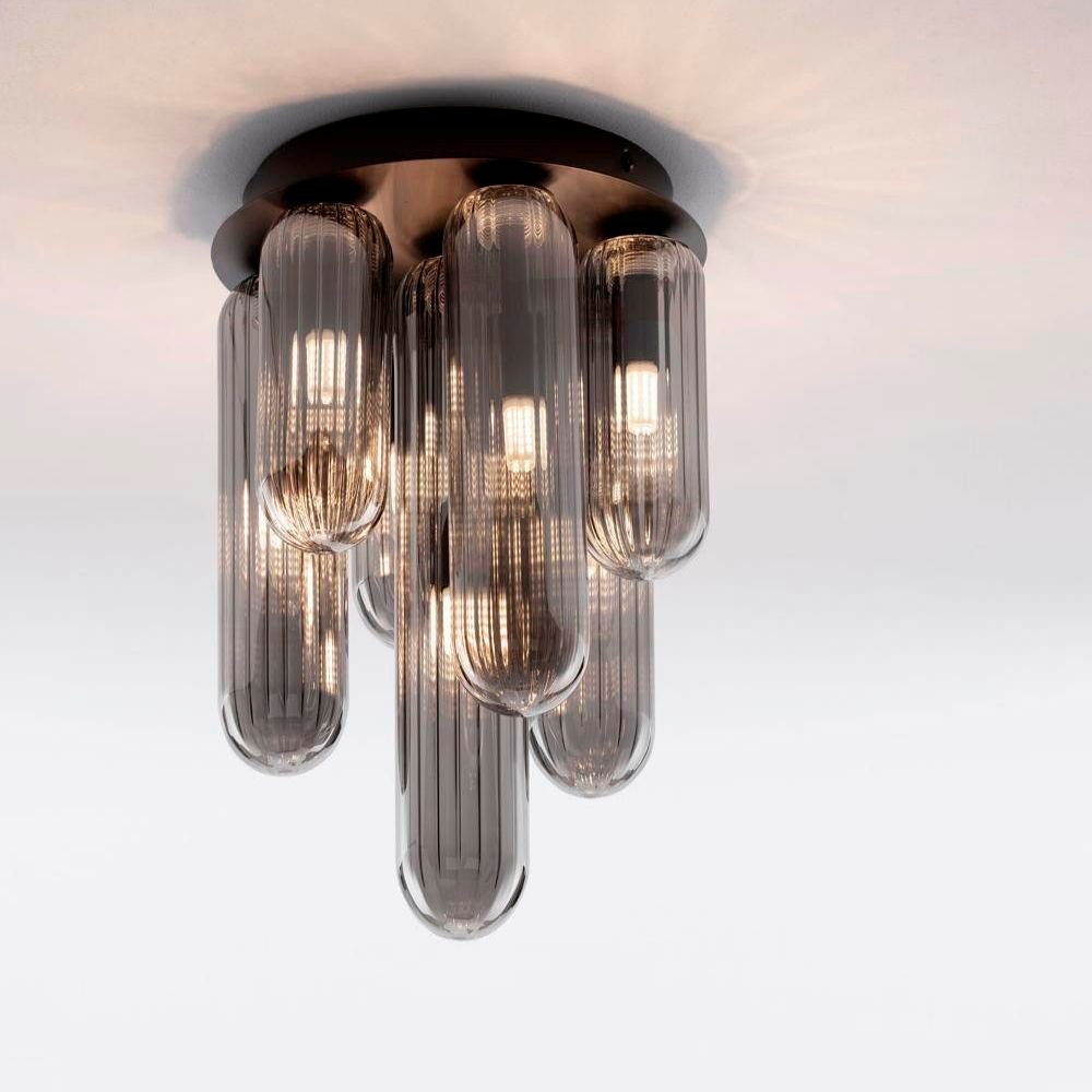 Nova Luce Deckenleuchte Deckenleuchte Gustave in Schwarz-transparent und Schwarz G9 7-flammig, keine Angabe, Leuchtmittel enthalten: Nein, warmweiss, Deckenlampe, Deckenbeleuchtung, Deckenlicht