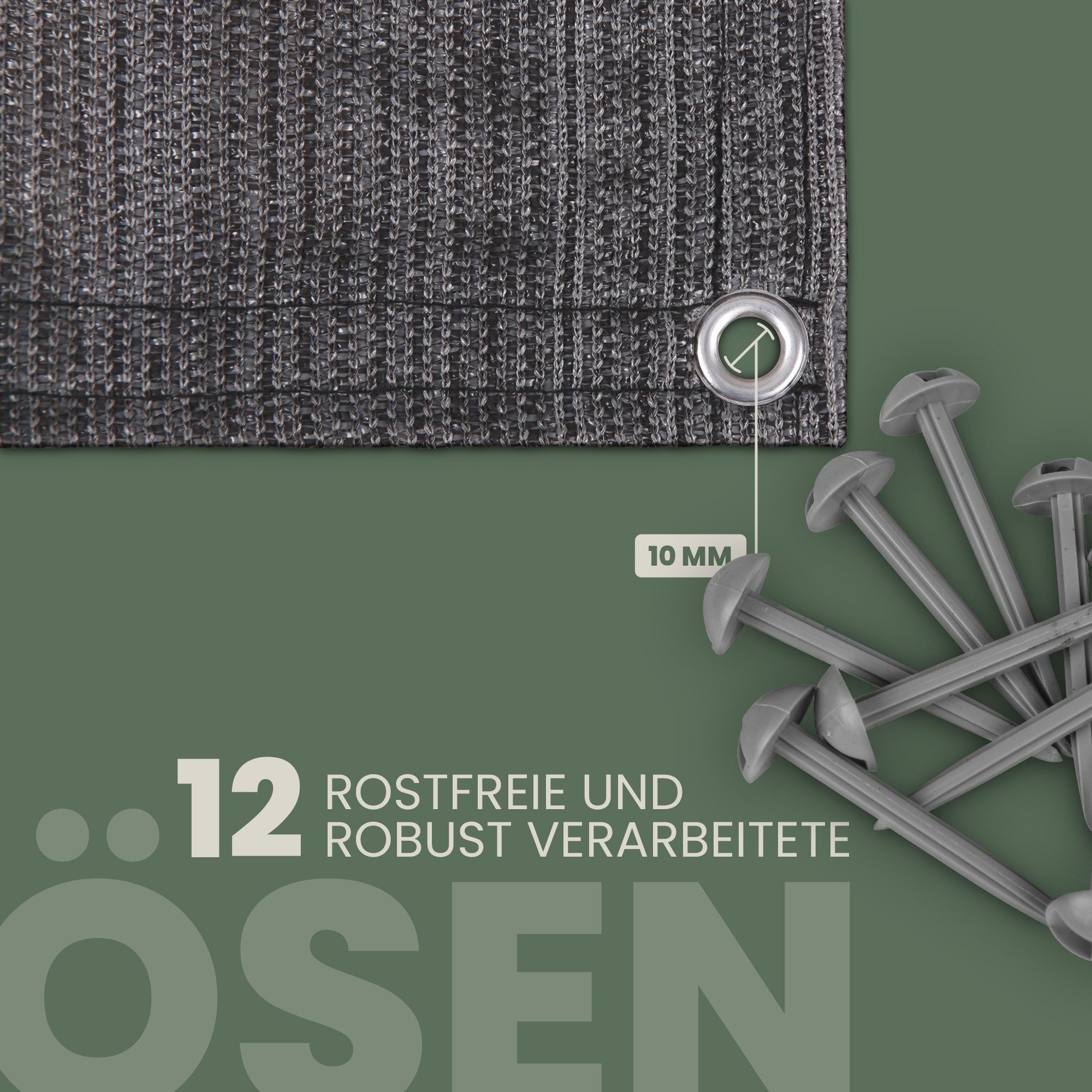 Bestlivings Outdoorteppich Garten / Camping Teppich, Vorzeltteppich, Camping Matte mit Ösen inkl. 12 Kunststoff Heringe