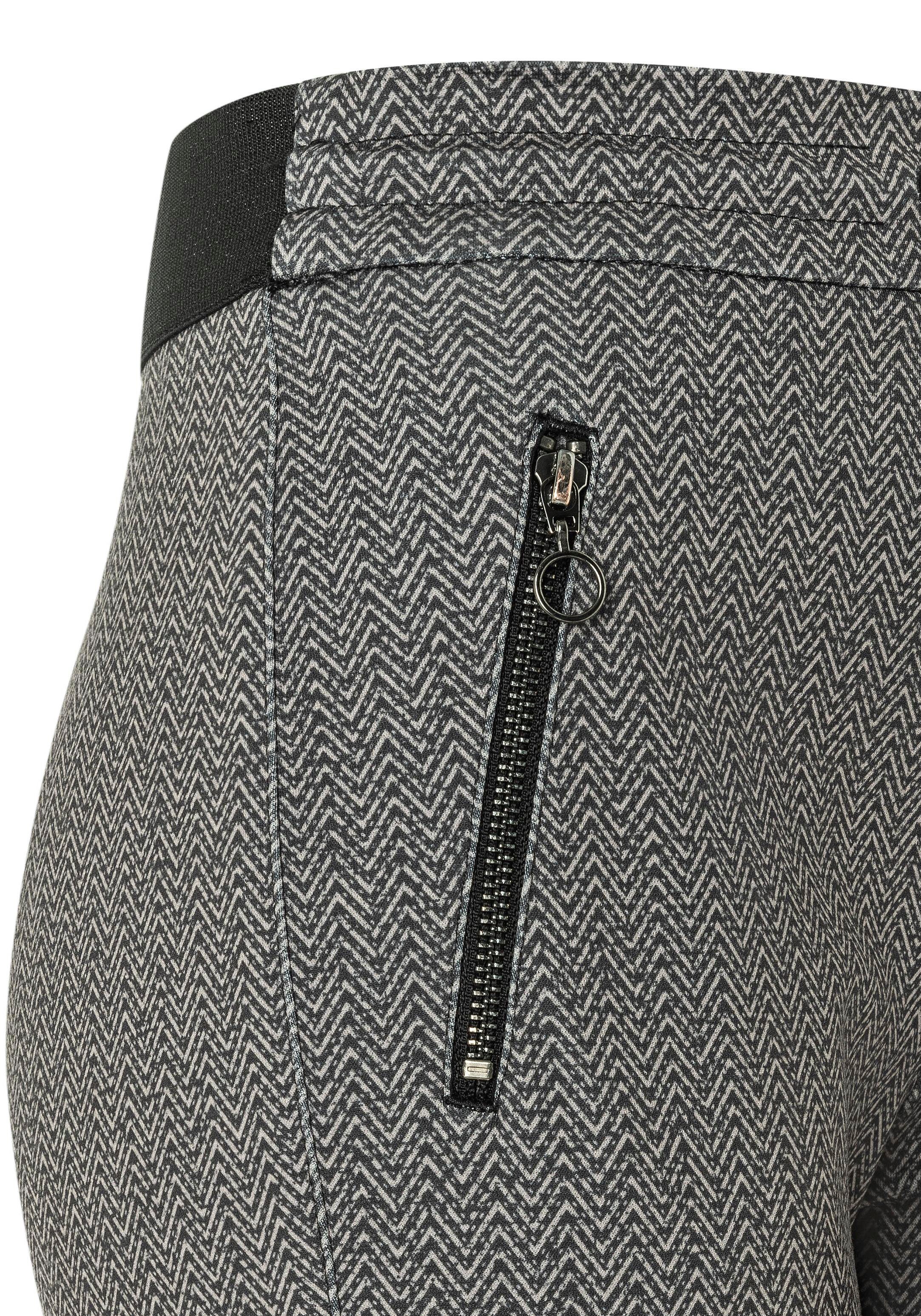 printed grey mit Reißerschluss-Taschen dezenten MAC steel Jerseyhose easy smart