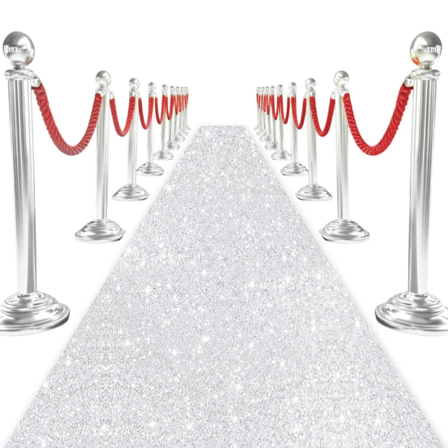 LuxusKollektion Läufer Silberner Paillettenteppichläufer 60x4,5m, rechteckig, Höhe: 5 mm