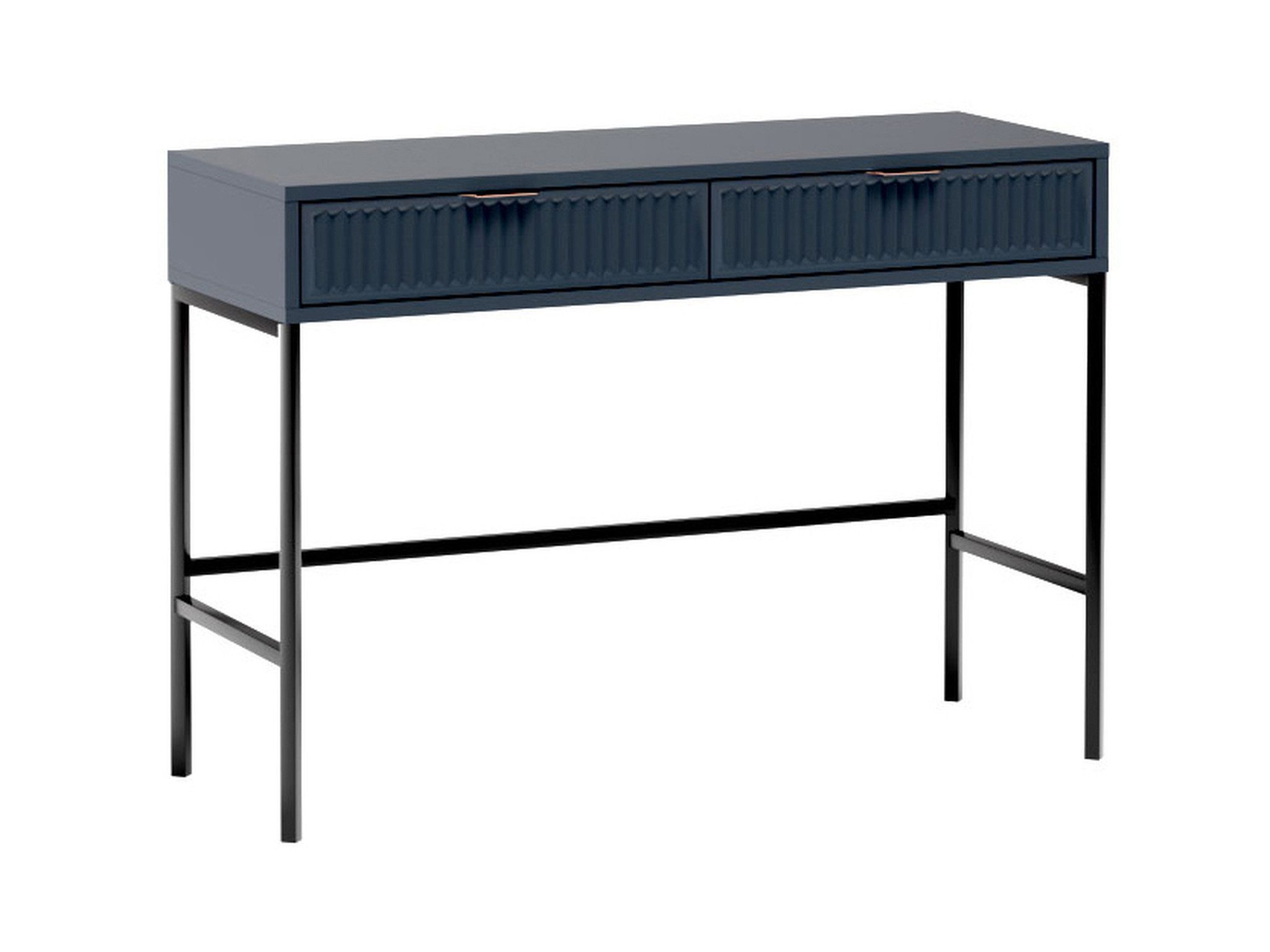 Beautysofa Schminktisch LINNA LS‑9, Konsole mit 2 Schubladen und Riffelung, Metallbeinen 12cm, Ideal als Frisiertisch oder Flurkonsole