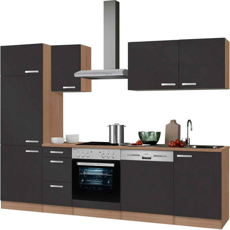 OPTIFIT Küchenzeile Odense, mit E-Geräten, Breite 270 cm, mit 28 mm starker Arbeitsplatte