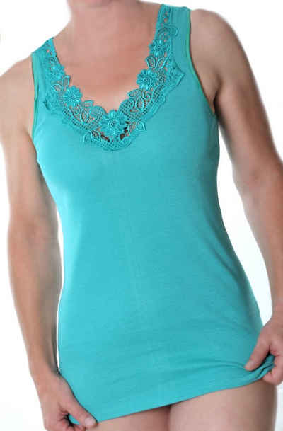 Toker Collection® Achselhemd Damen Unterhemd mit extra breiter Spitze (1 Stück, einzeln gepackt) Spitze in vielen Варіантиn