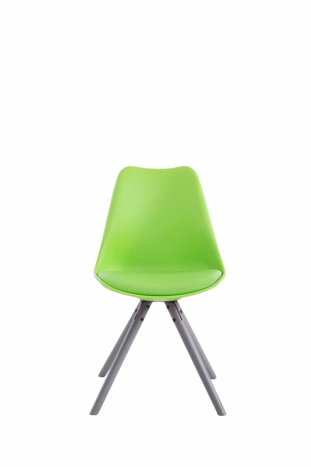 TPFLiving Besucherstuhl mit gepolsterter (Küchenstuhl Wohnzimmerstuhl), Konferenzstuhl rund hochwertig Buchenholz Sitzfläche: - Toulon grau - Sitzfläche grün Kunstleder - Esszimmerstuhl - Gestell