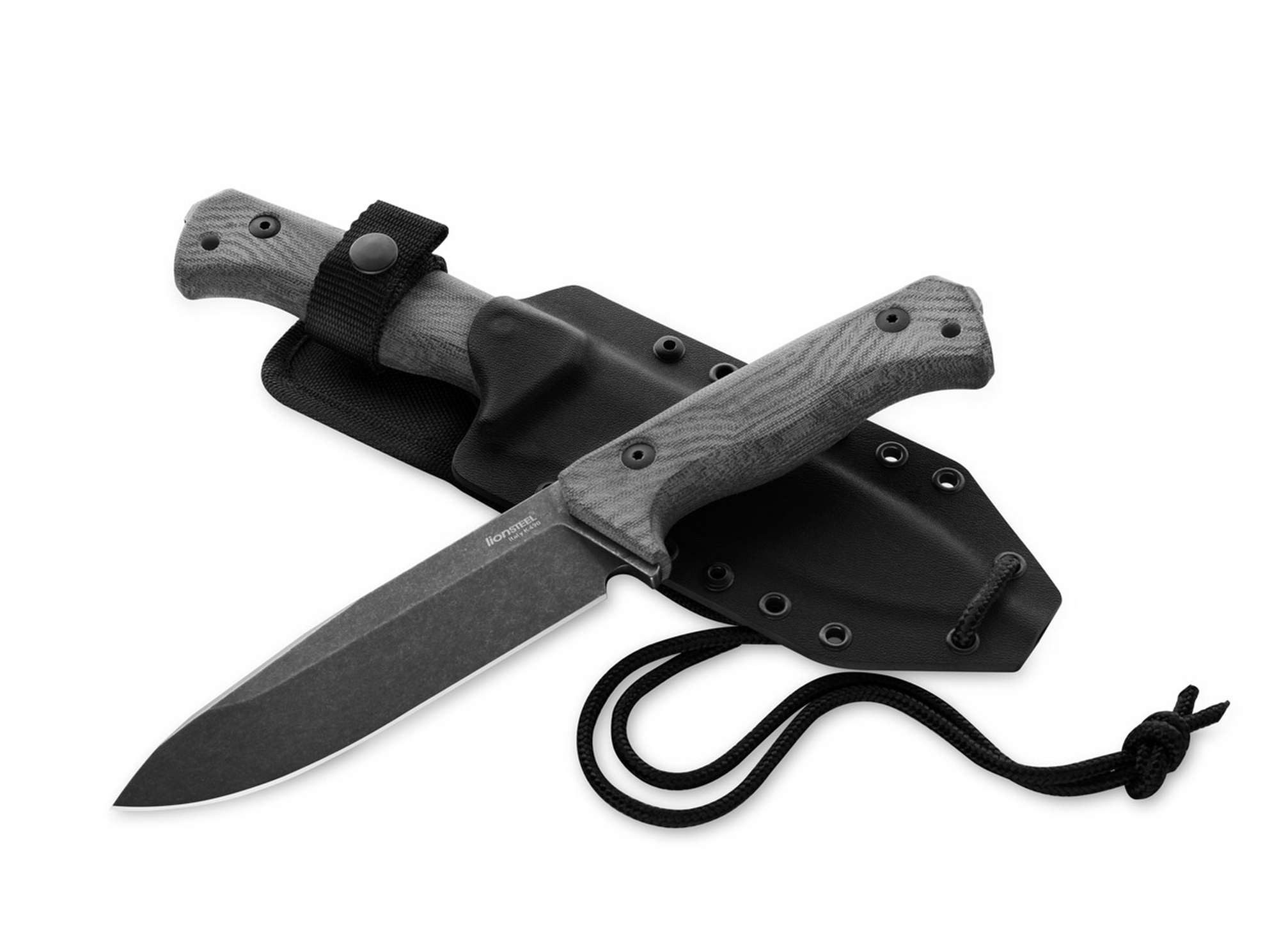 LionSteel Taschenmesser Feststehendes Messer T6 Micarta Black BB