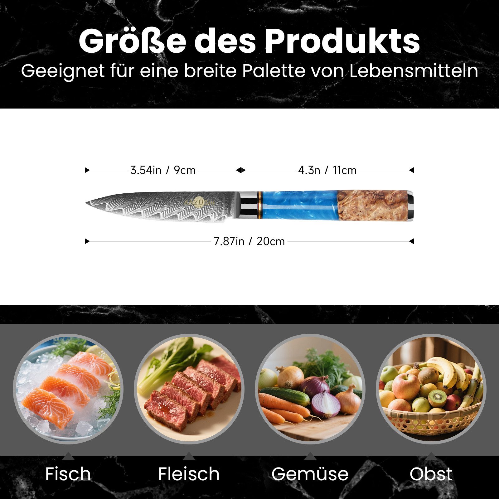 KAZUSHI Kochmesser Professionelles Santoku-Messer/Universalmesser, Superscharfes, Versatile Kochmesser, Fleisch / Gemüse / Obst usw