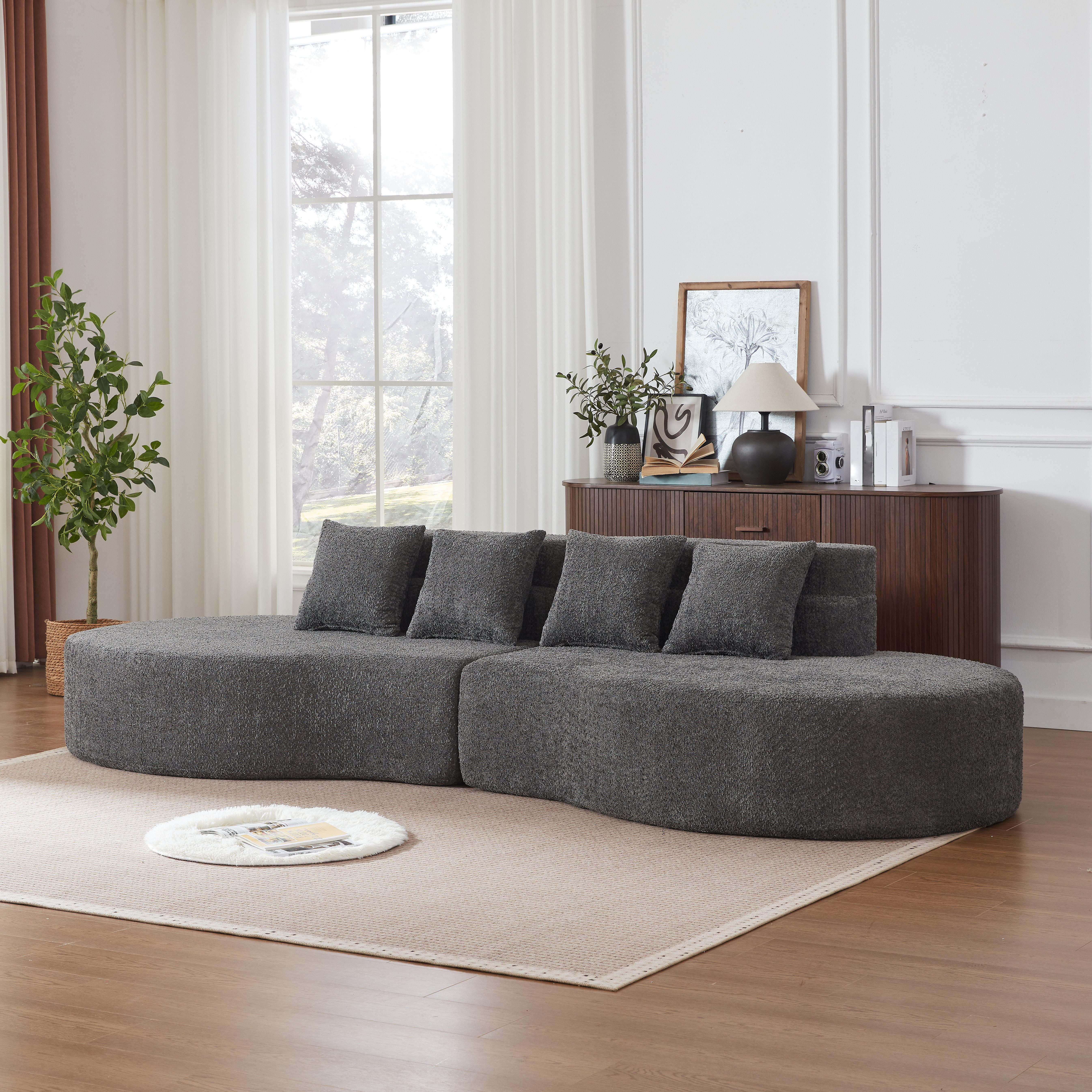 MODFU Loungesofa Schaumsofa, Abnehmbarer, waschbarer Teddyfleece-Bezug 1 Teile