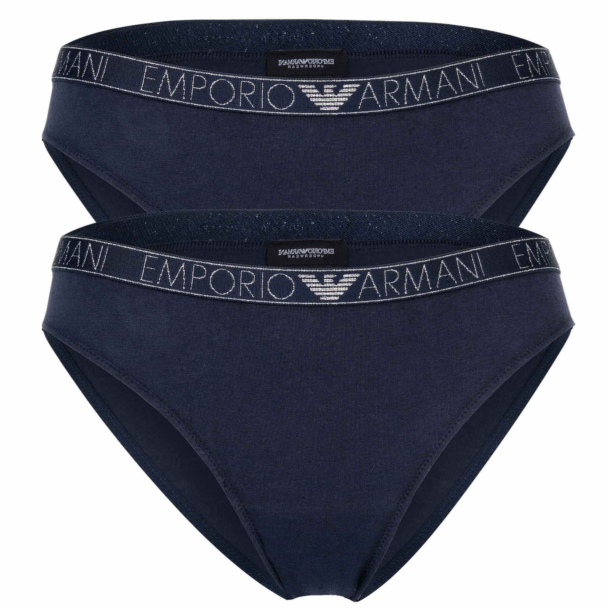 Emporio Armani Slip Damen Brazilian Slip, 2er Pack - ESSENTIAL STUDS Blau