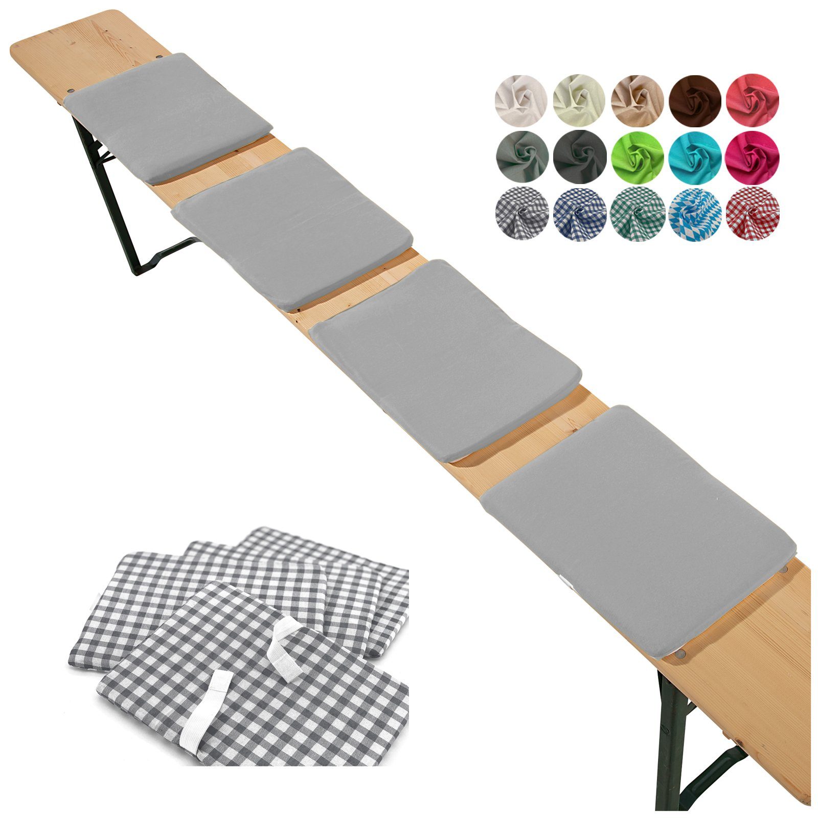 heimtexland Sitzkissen Bierbank Polster Auflagen 4er Set Bierzeltgarnitur, schmutz- und wasserabweisend