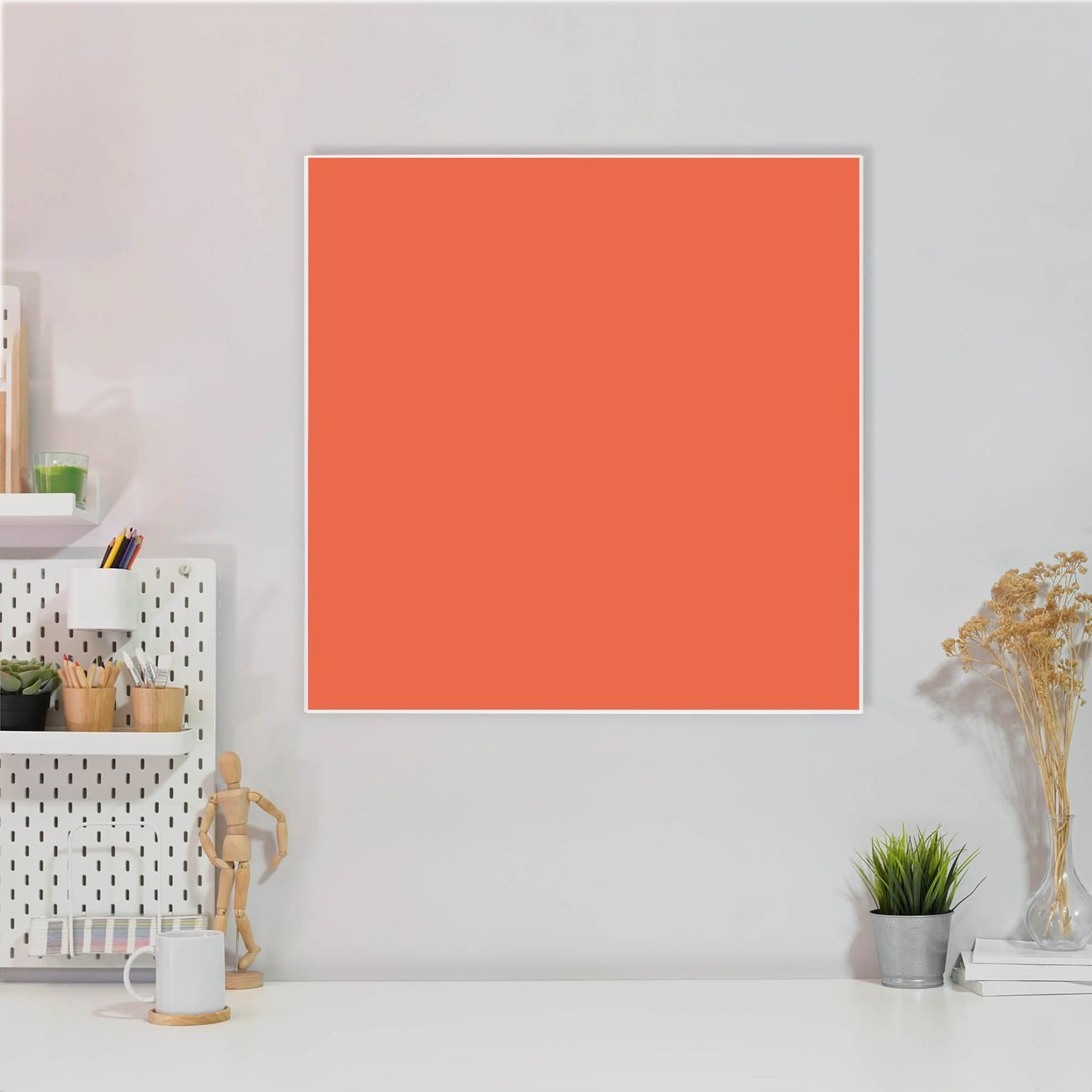 banjado Magnettafel Stahl Quadratisch Orange, (inkl. 4 Magnete, Quadratische Stahlmagnettafel)