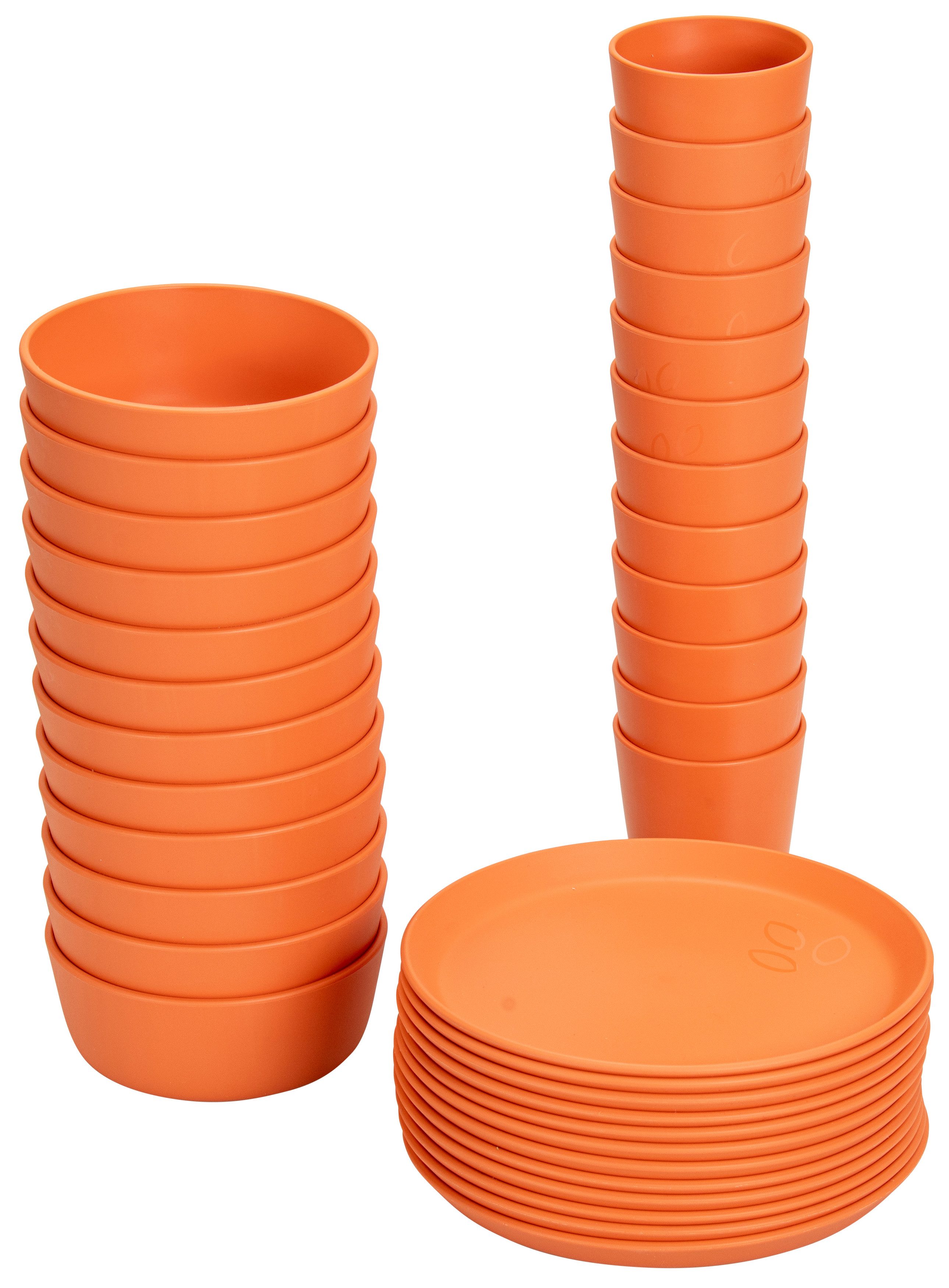 Betzold Geschirr-Set Geschirr-Set 36-tlg - stapalbar & spülmaschinenfest, Biokunststoff