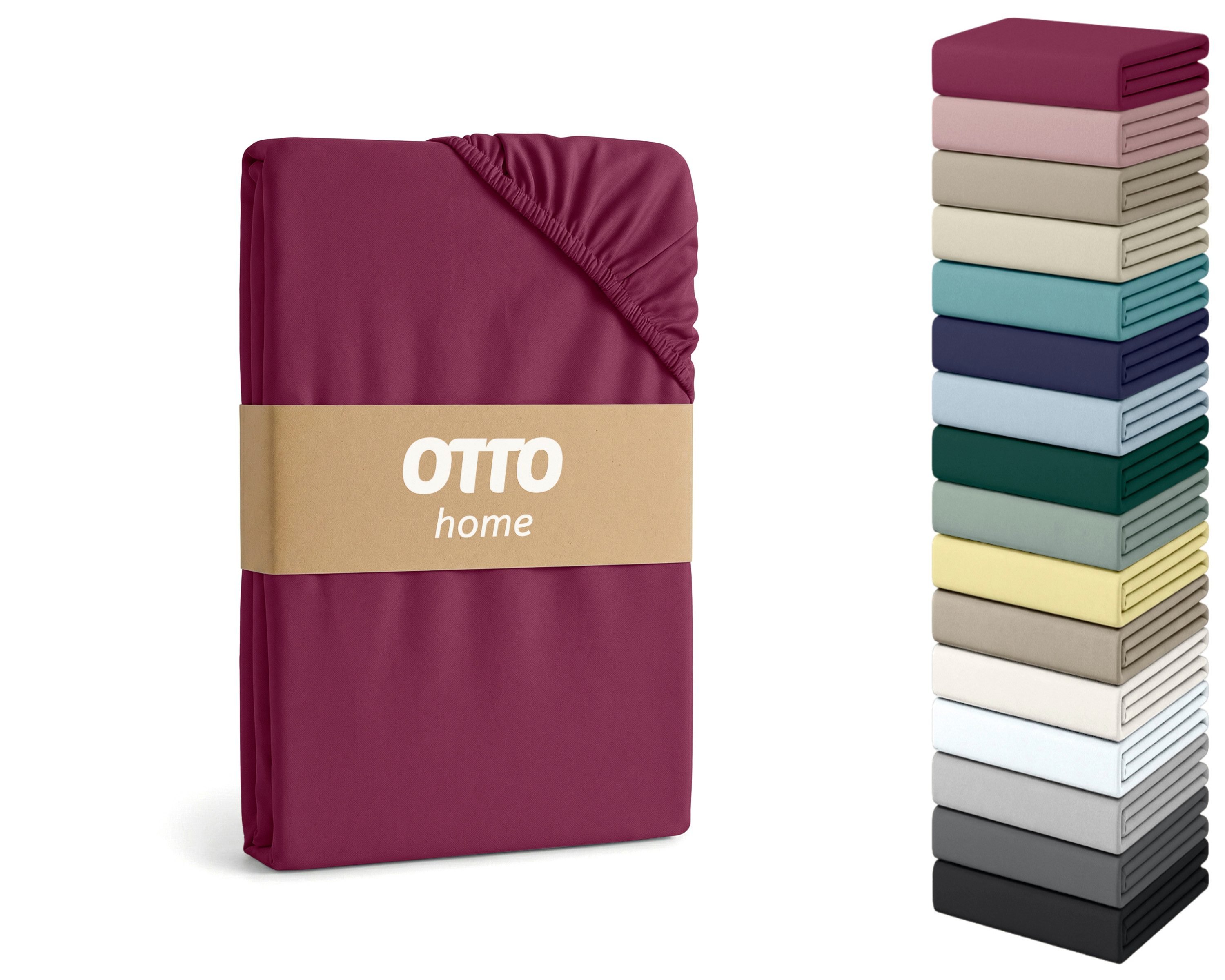 OTTO home Spannbettlaken Cremona, Basic & Premium Qualität mit Elasthan, Jersey (145 g/m), Gummizug: rundum, (1 Stück), Bettlaken für Matratzen von 20-25 cm Höhe, 96% Baumwolle & 4% Elasthan