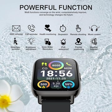 MicLee Smartwatch (1,69 Zoll, Android iOS), Bluetooth Anruf Fitness Tracker Sport Uhr IP68 Wasserdicht Armbanduhr