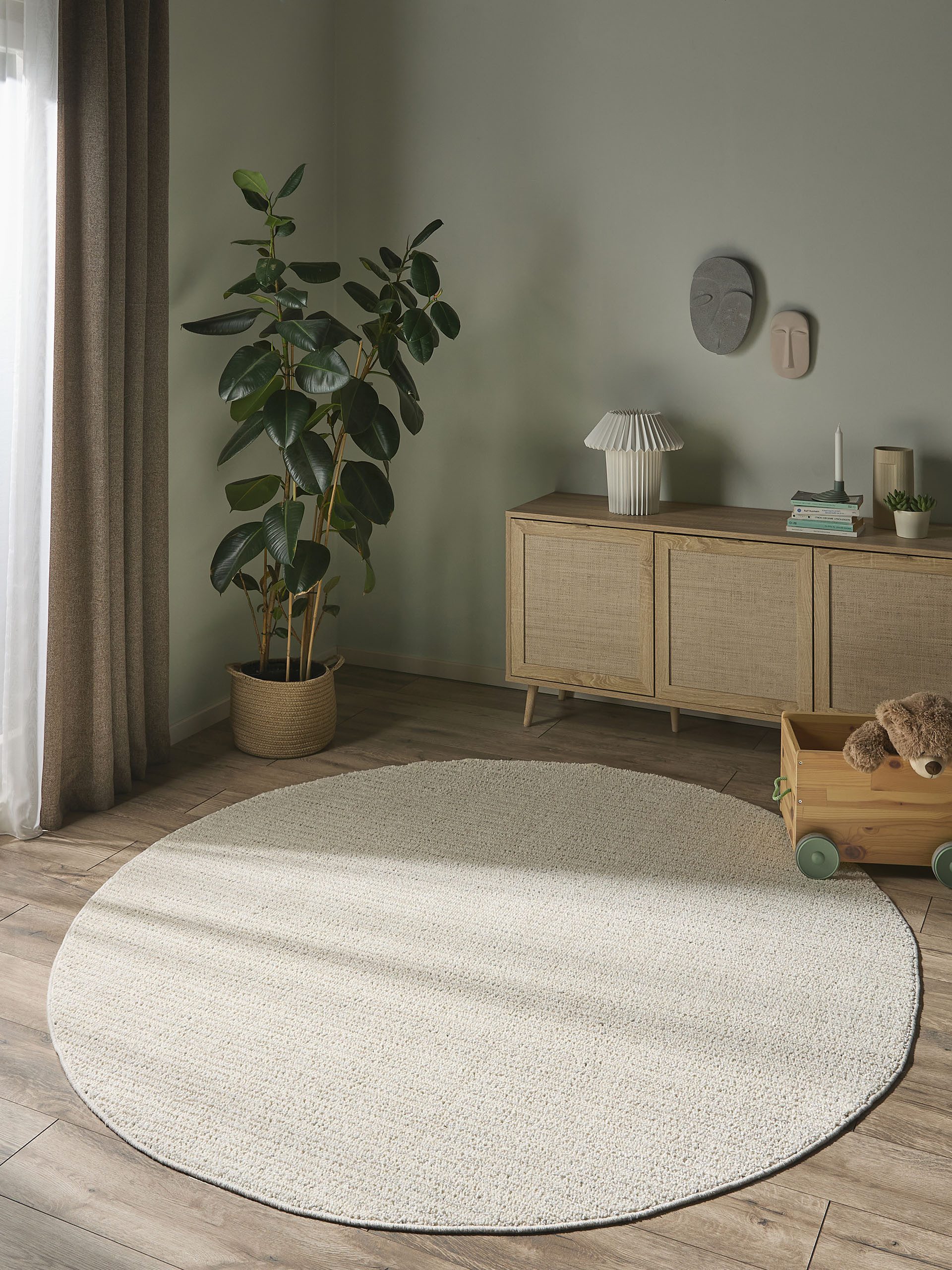 benuta Teppich Lilibeth, rund, Höhe: 11 mm, Kunstfaser, Berber, Ethno-Style, Wohnzimmer