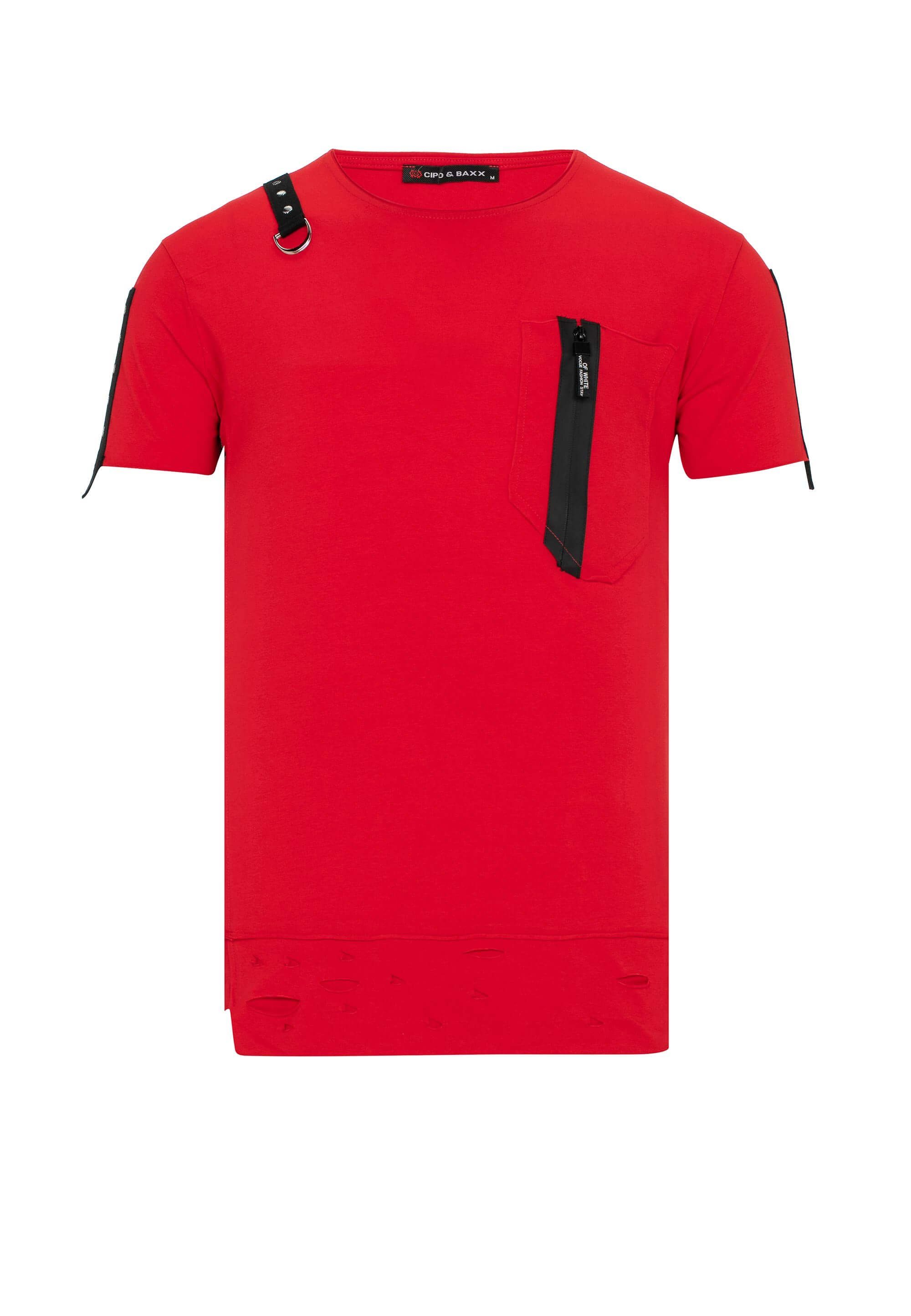 Application Cipo Design mit Baxx & rot T-Shirt