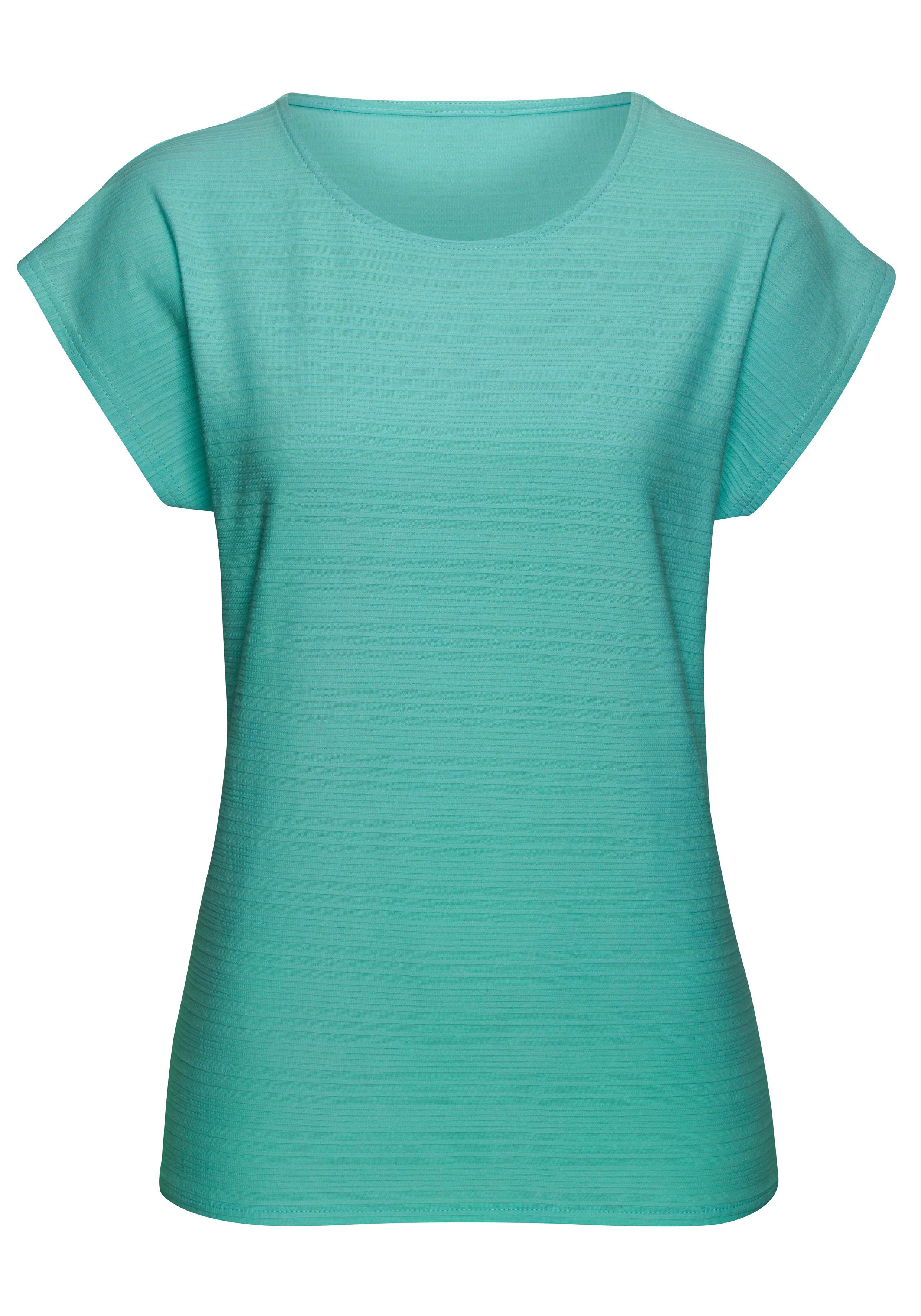 Vivance by Lascana Kurzarmshirt (2er-Pack) mit modischer Streifenstruktur aus reiner Baumwolle – Bild 4 von 5