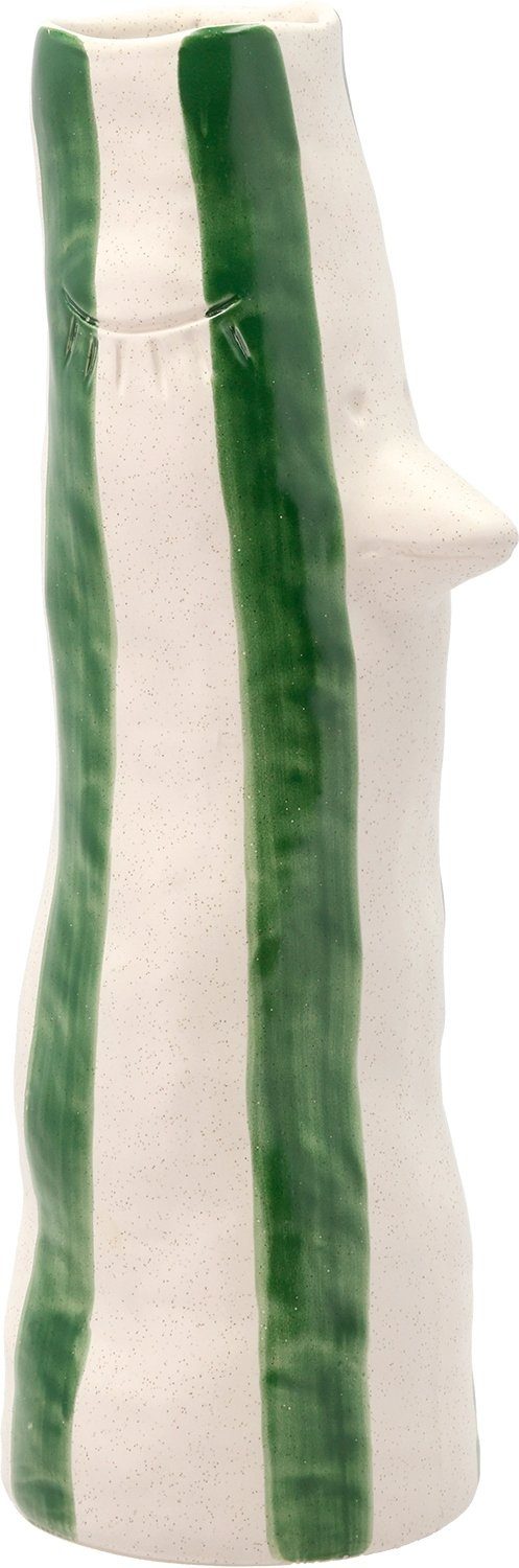Villa Collection Denmark Dekovase Styles / Schnabel und Wimpern weiß, farbig gestreift Höhe 34 cm grün