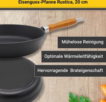 Krüger Bratpfanne Einsenguss Pfanne RUSTICA, 20 cm, Gusseisen (1-tlg), für Induktions-Kochfelder geeignet