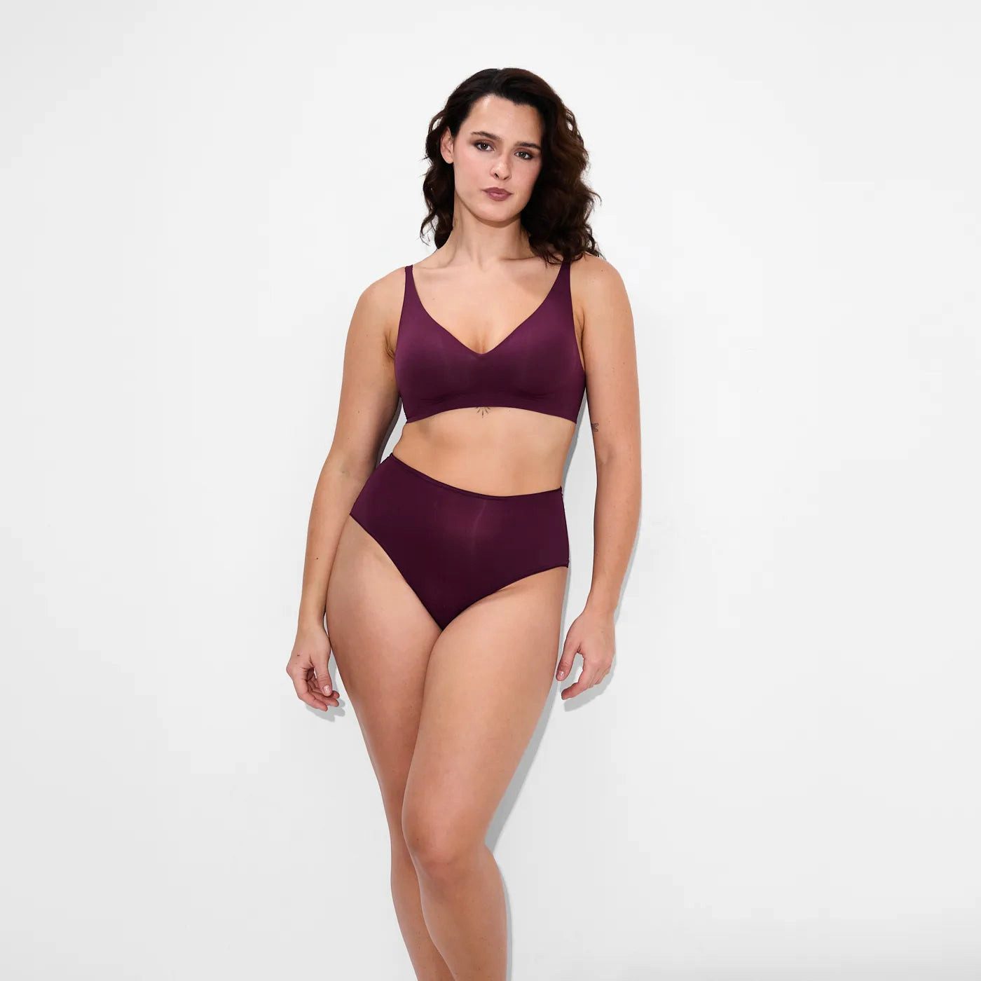 cfab (creamy fabrics) Tanga High-Waist Tanga, 3er Pack-Burgundy-3XL