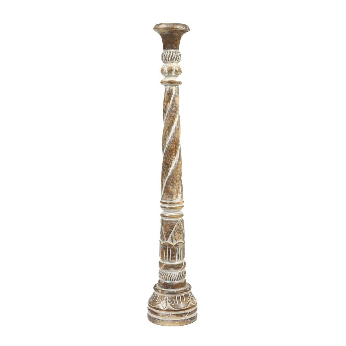 Oriental Galerie Dekofigur Kerzenständer Säule Brownwash 100 cm (1 St), traditionelle Herstellung in Handarbeit im Ursprungsland