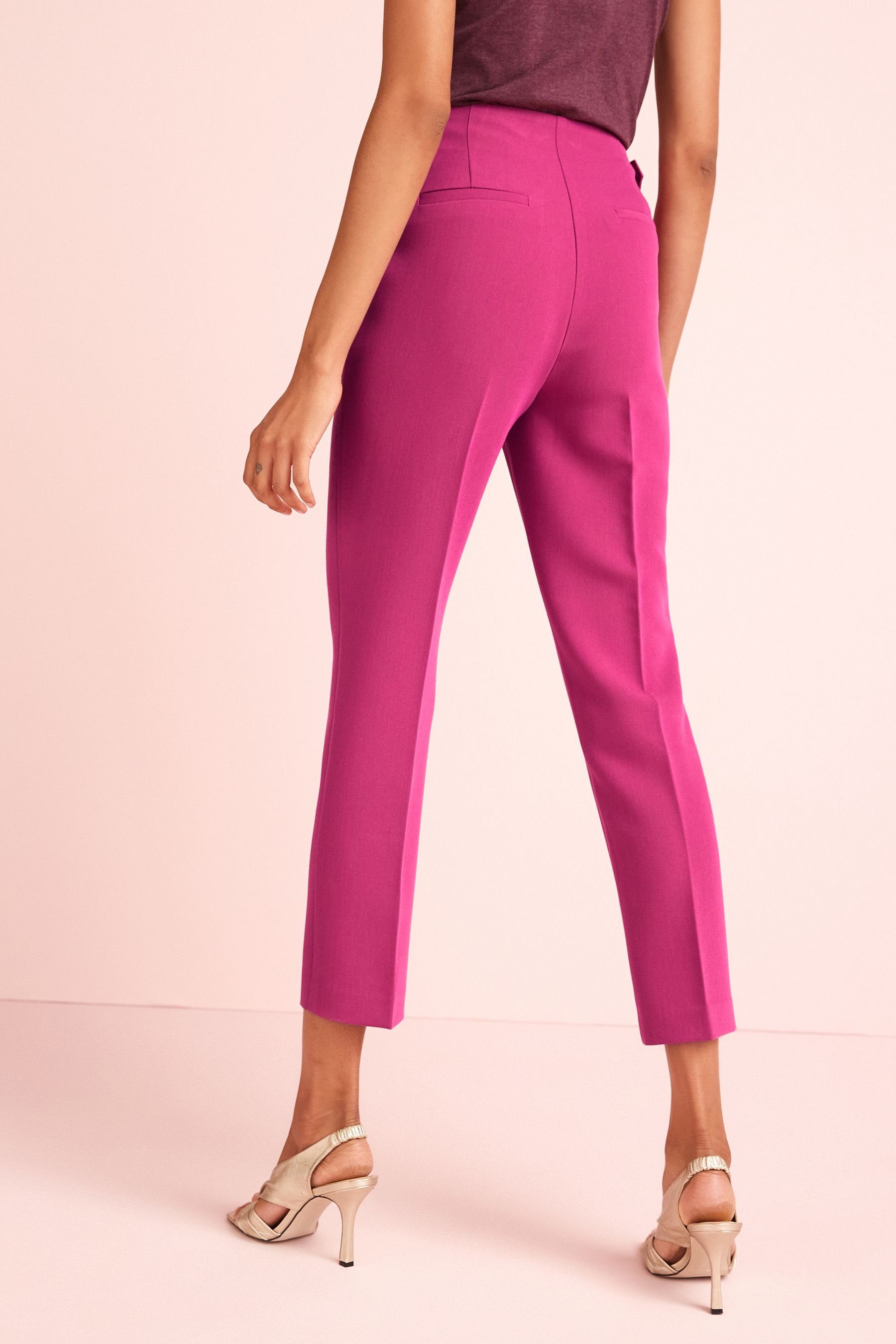 mit Slim-Fit Tailored-Hose Taille hoher Next Anzughose im Pink (1-tlg)