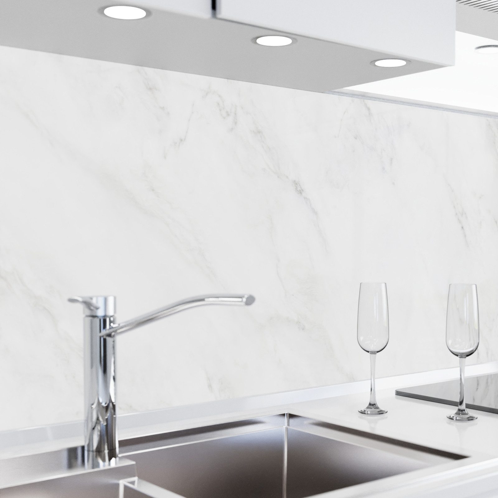 danario Küchenrückwand Folie selbstklebend - Matt - Spritzschutz Küche - versteift & robust