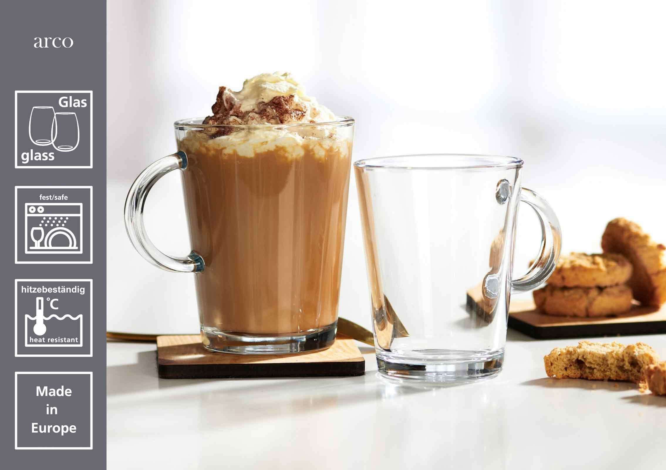 Ritzenhoff & Breker Latte-Macchiato-Glas Arco Kaffee- / Glühwein-Gläser 380 ml 6er Set, 6-tlg., Glas