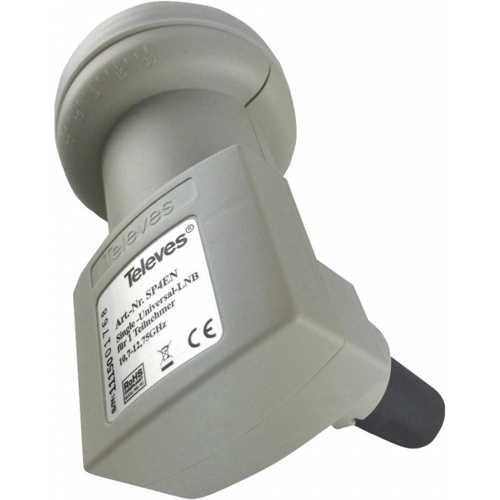 Televes Single LNB-Hohe Empfangsqualität-Einfache Installation-grau Universal-Single-LNB