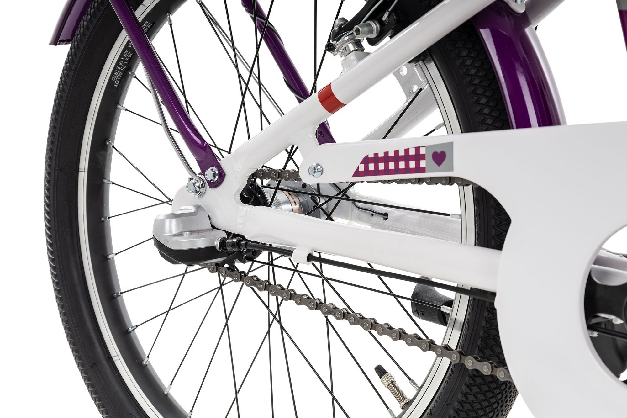 Almrausch Kinderfahrrad Glück 3 20 Nexus, 3 Gang Shimano Nexus 3 Rücktritt Schaltwerk, Nabenschaltung Rücktritt, Kinderfahrrad Tiefeinstieg 20 Zoll weiß