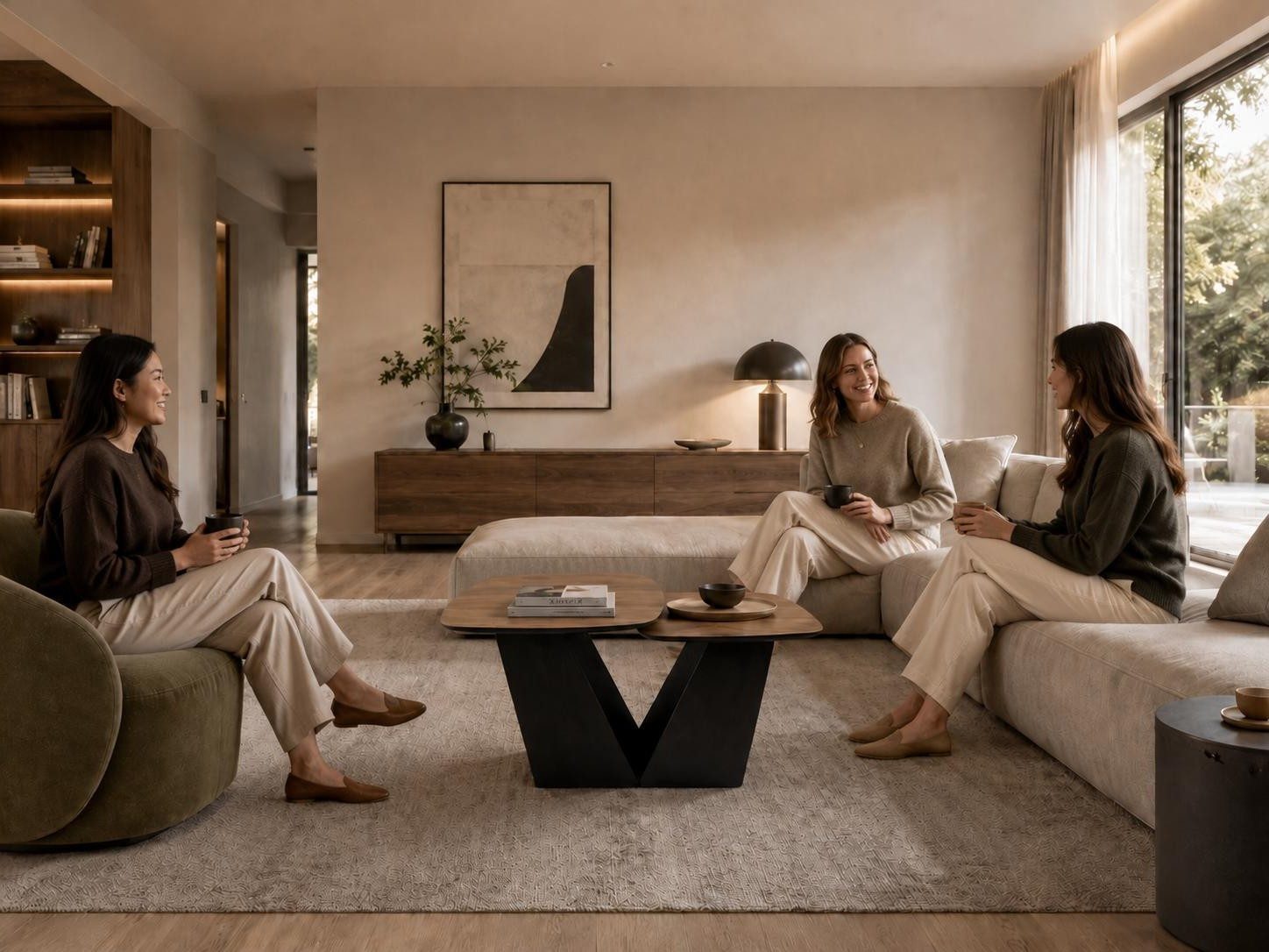 Xlmoebel Couchtisch Kompakter schwarzer Couchtisch im modernen, organischen Design, Made in Europa