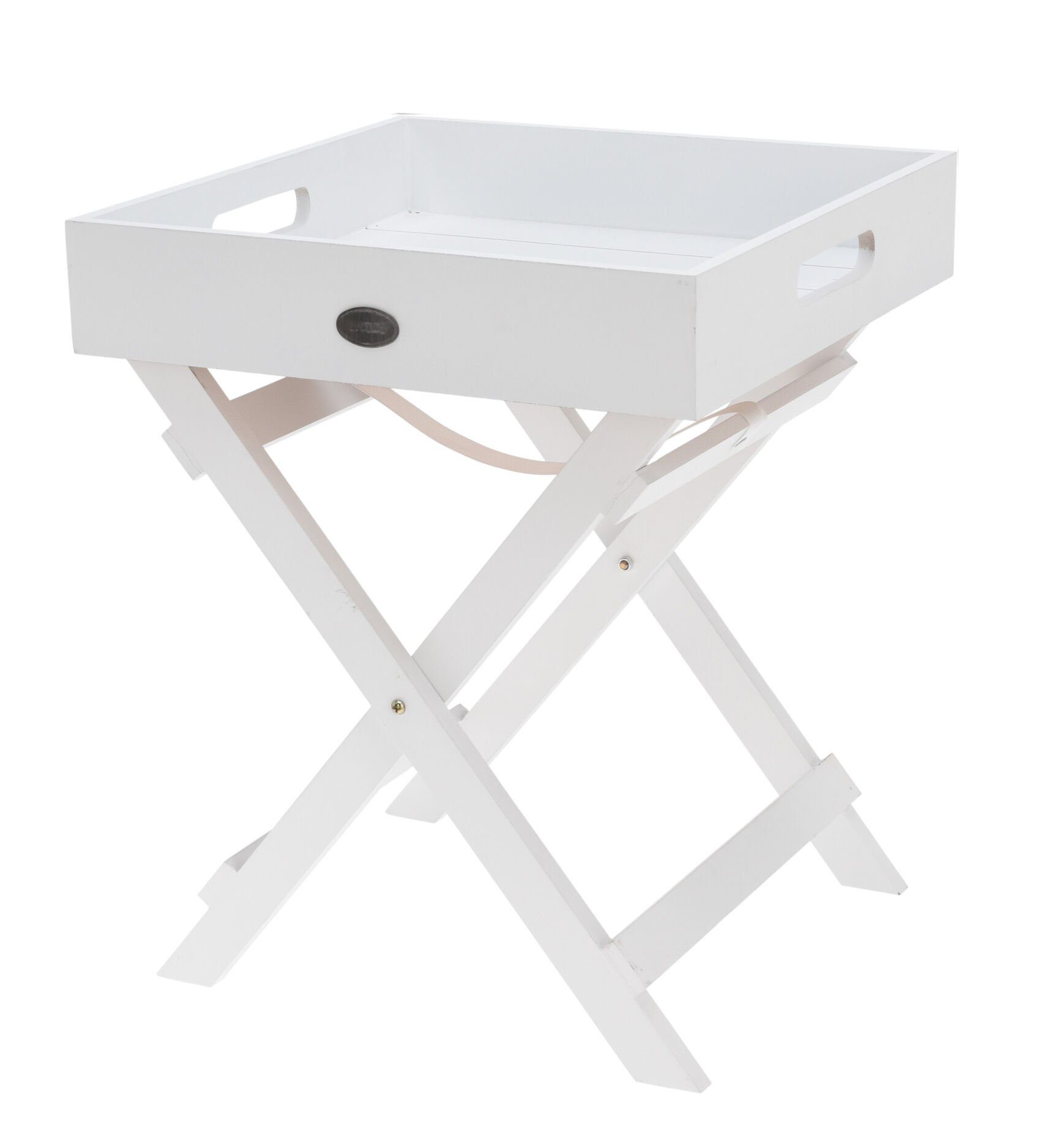 Spetebo Beistelltisch Holz Beistelltisch mit 2-teilig abnehmbaren Deko Tisch weiß Tablett, klappbarer