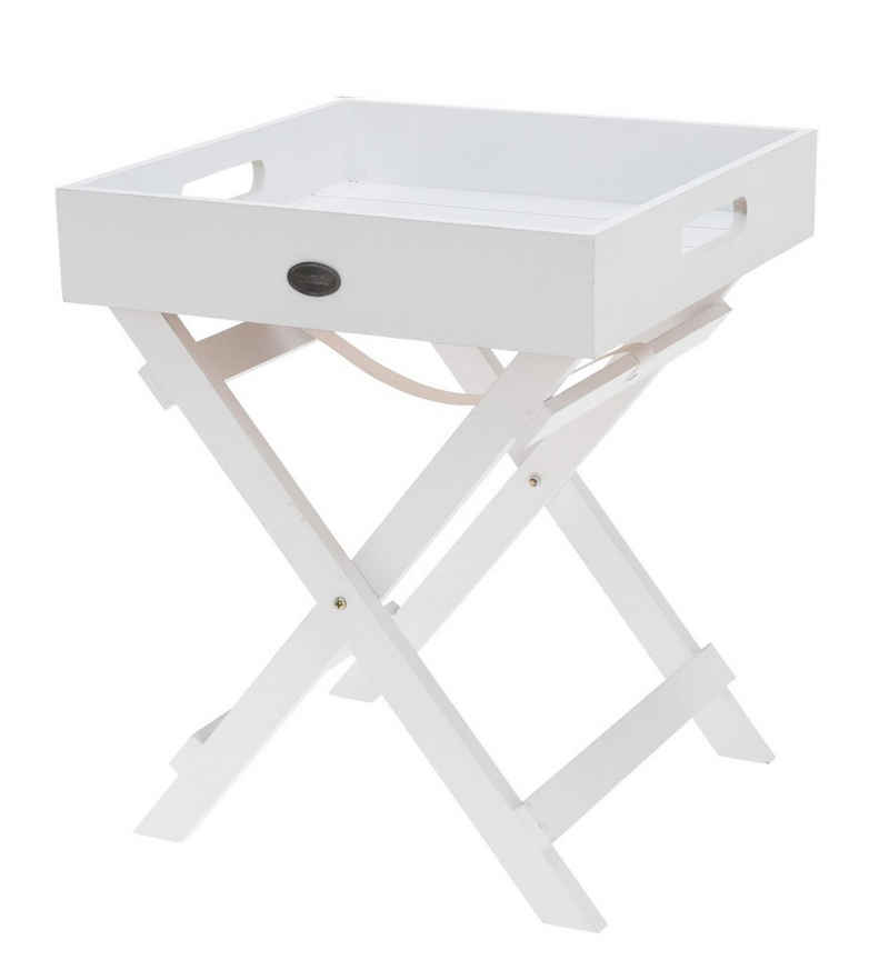 Spetebo Beistelltisch Holz Beistelltisch weiß mit abnehmbaren Tablett (Packung, 2-St., Tablett auf Standfuß), klappbarer Deko Tisch 2-teilig