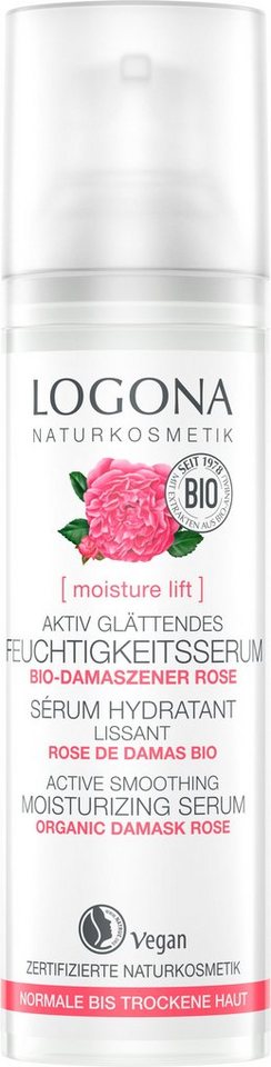 LOGONA Gesichtsserum Logona moisture lift glätt Feuchtigk.serum, Verwöhnt  mit einem zarten, rein natürlichen