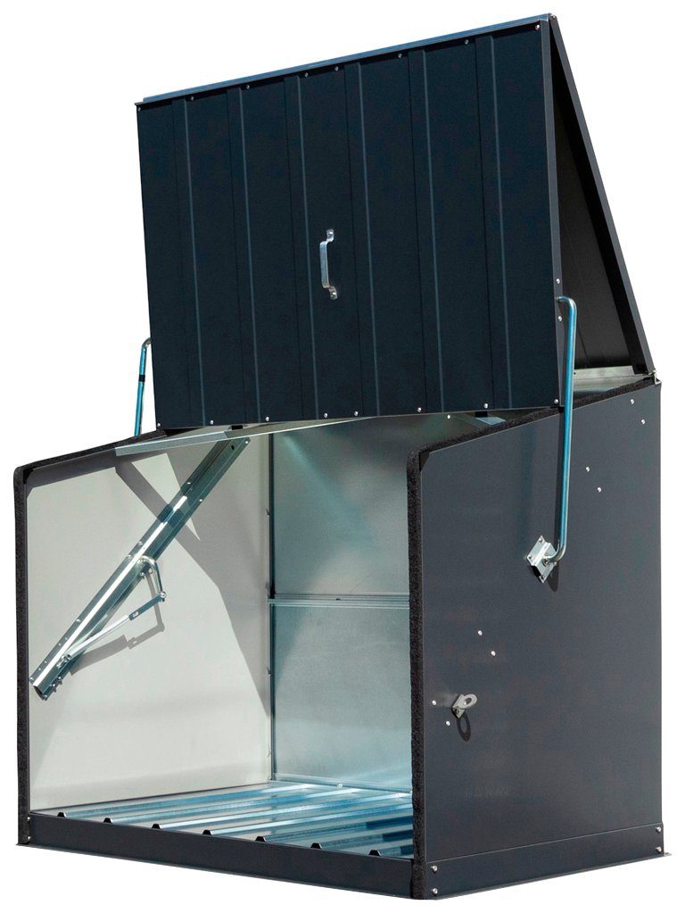 Trimetals Stowaway bicycle storage box, bin storage box for 2 x 240 l bins, steel, (W x D x H): 138 x 89 x 113 cm