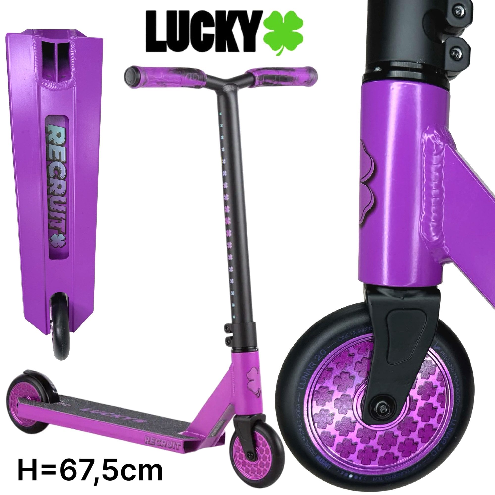 Stuntscooter Lucky Recruit Mini Stunt-Scooter H=67cm Motion Lila
