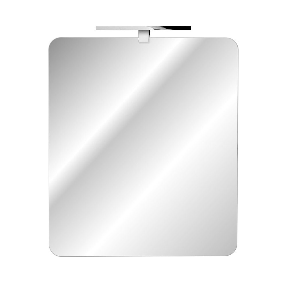 Lomadox Badspiegel 60x70cm ADELAIDE-56-WHITE, ca. (chromfarben) mit LED-Aufsatzleuchte