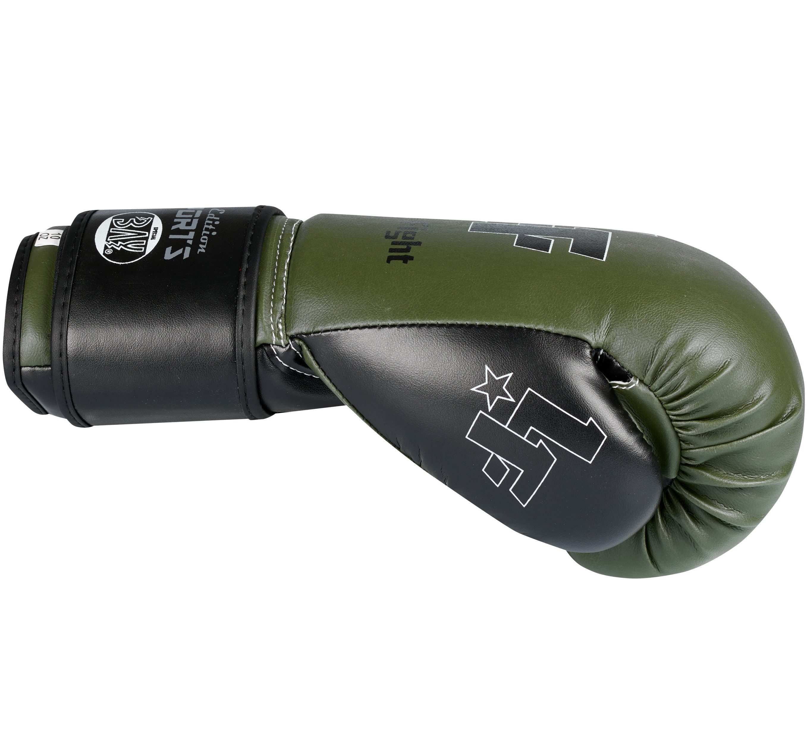 BAY-Sports Boxhandschuhe Oliv Noir Edition Let´s Fight Box-Handschuhe Olivgrün Navi Kaki Green (Paar), 8, 10, 12 Unzen. Perfekt für Training & Wettkampf. Stilvolles Design