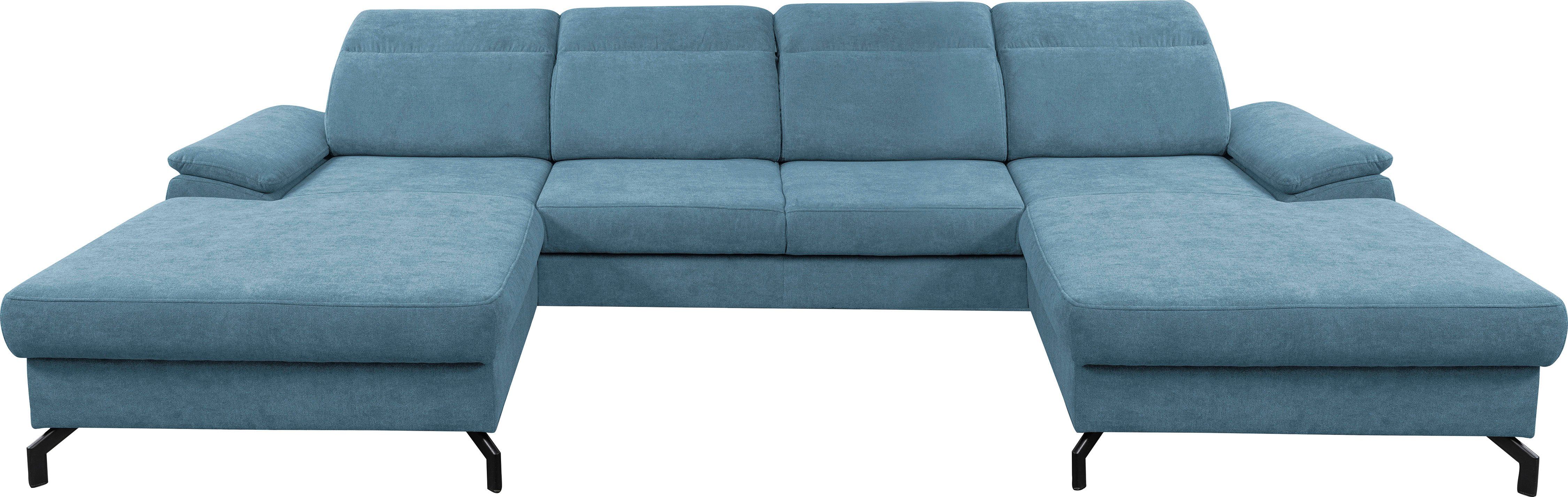 | Schlaffunktion, U-Sofa Wohnlandschaft Hellblau Slavio, WERK2 Hellblau Hellblau | Bettkasten, Kopfteile verstellbar Modernes mit