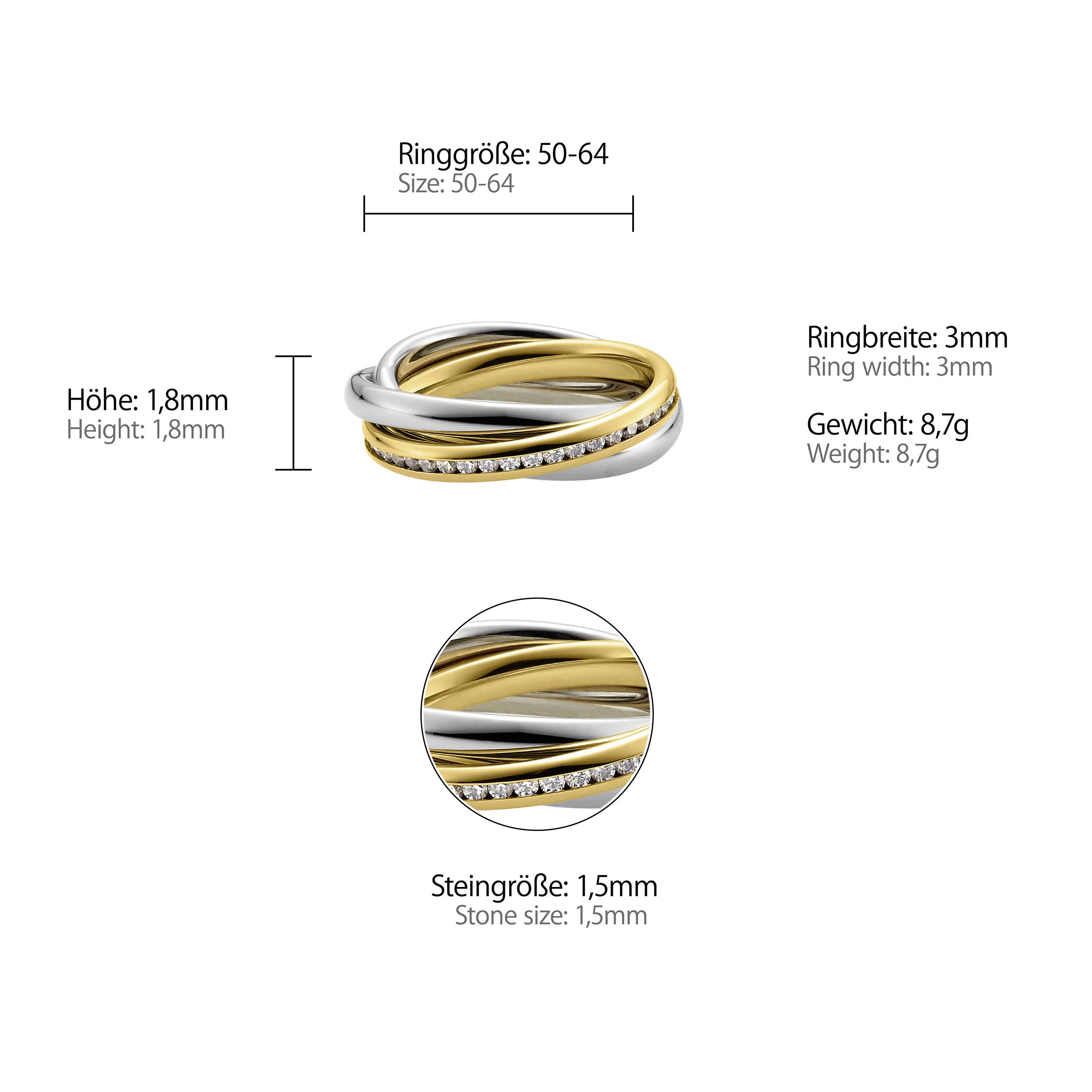 1-tlg., Trini damen Heideman Geschenkverpackung), Wickelring inkl. 3er gold Fingerring Rollring goldfarben ring (Ring,
