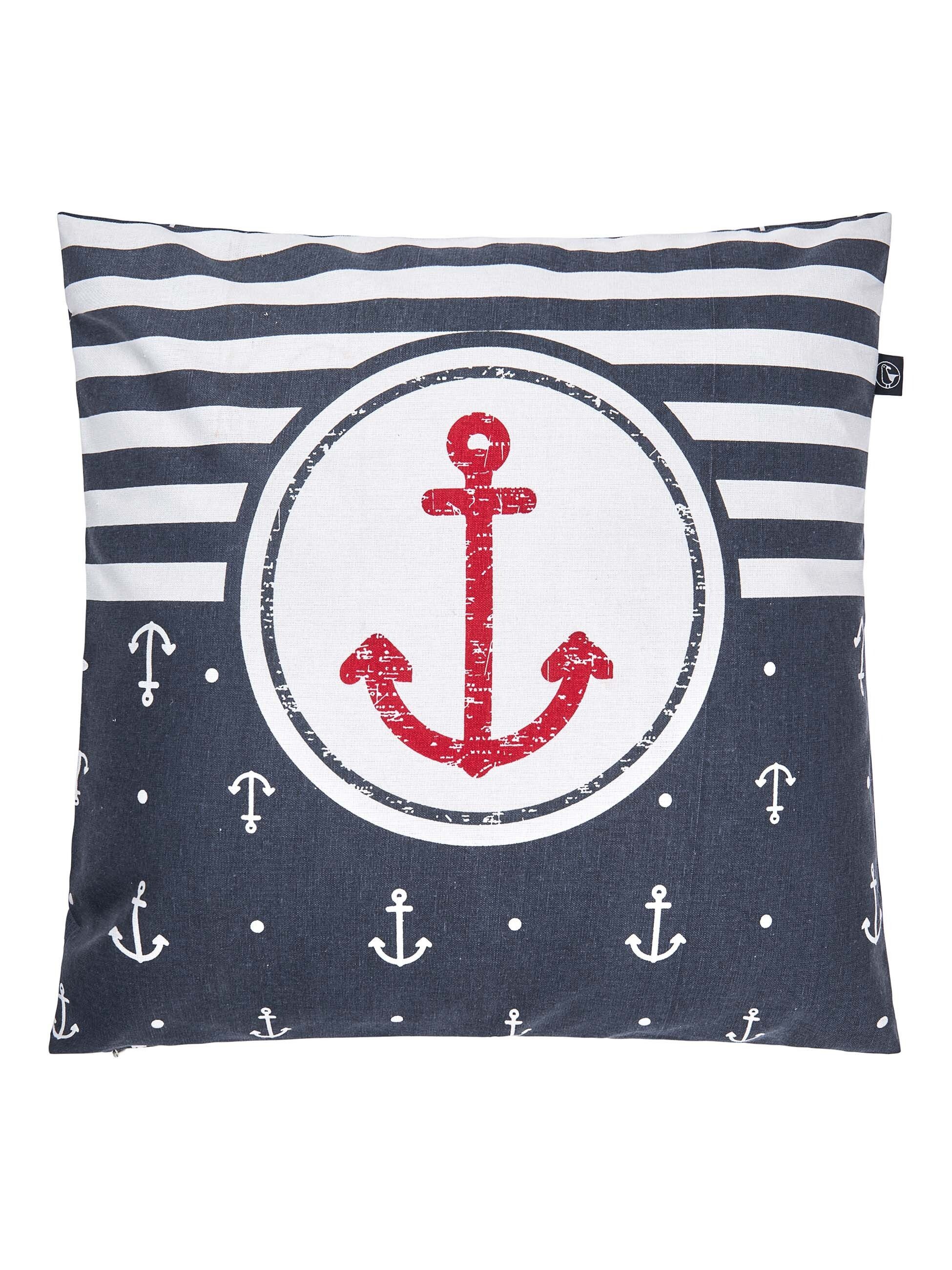 Schietwetter Kissenbezug Sonstiges Kissenbezug "Anker & Streifen" 50x50cm, günstig online kaufen
