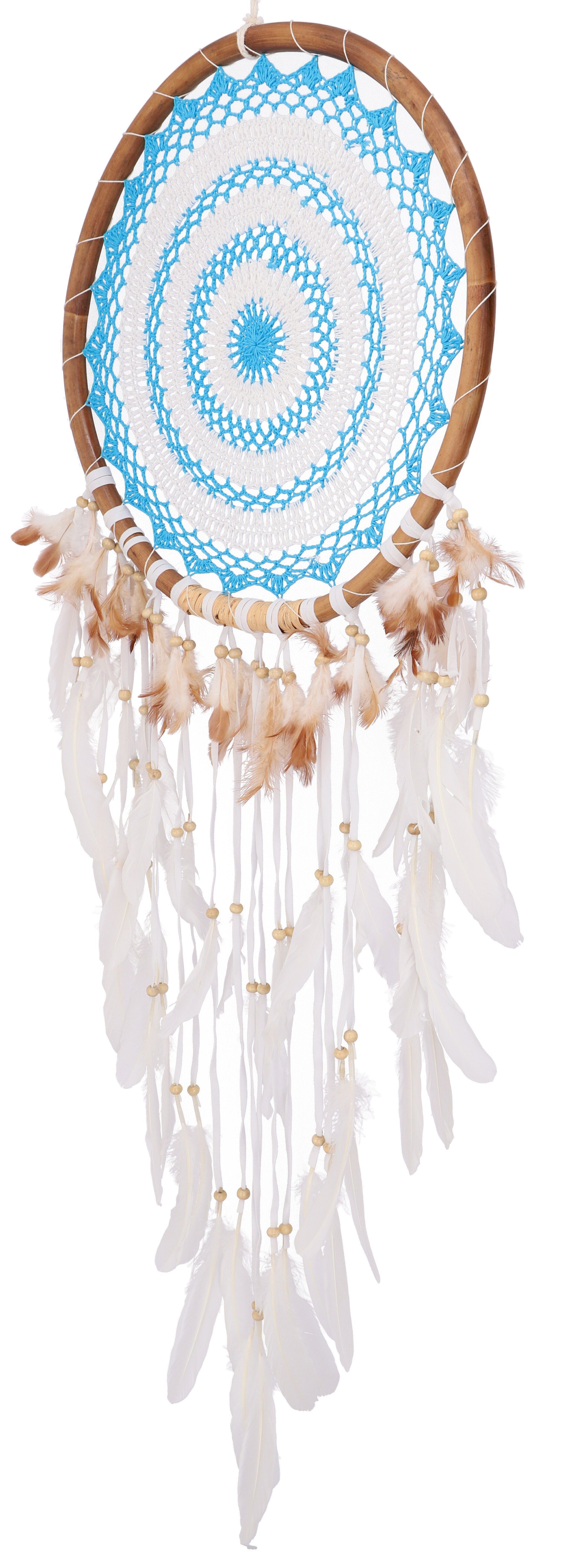 Guru-Shop Dekoobjekt Traumfänger - blau/weiß 44 cm