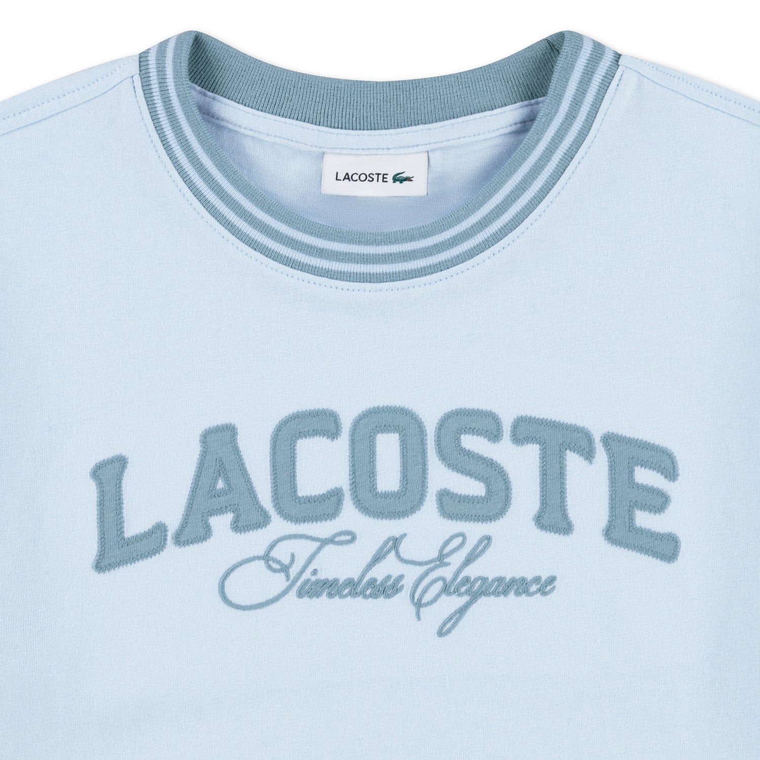 Lacoste T-Shirt Lacoste Kinder T-Shirt RUISSEAU hellblau mit Logo und Schriftzug