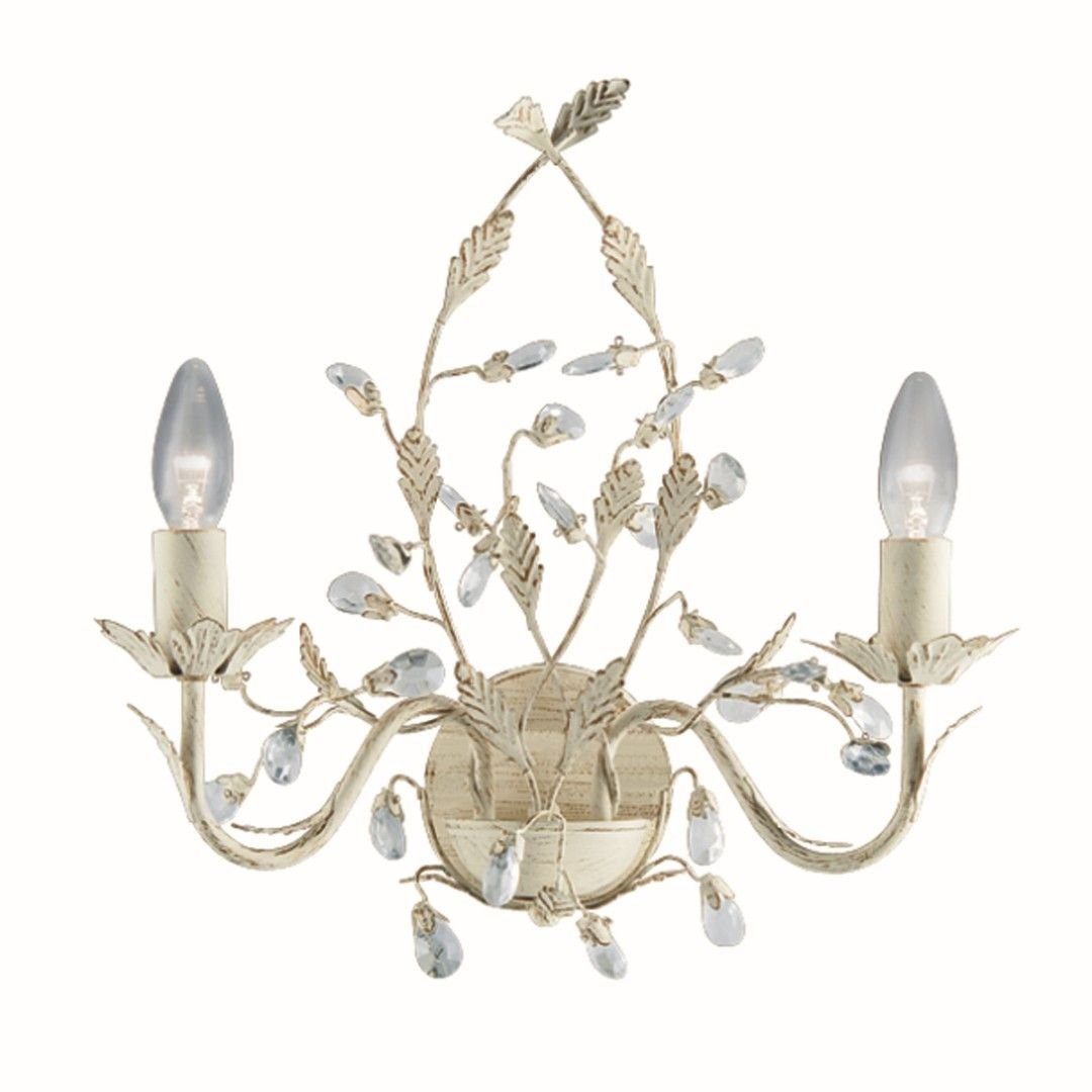 Licht-Erlebnisse Wandleuchte SURREY, ohne Leuchtmittel, Wandlampe Creme E14 Glas Metall Floral Освещение