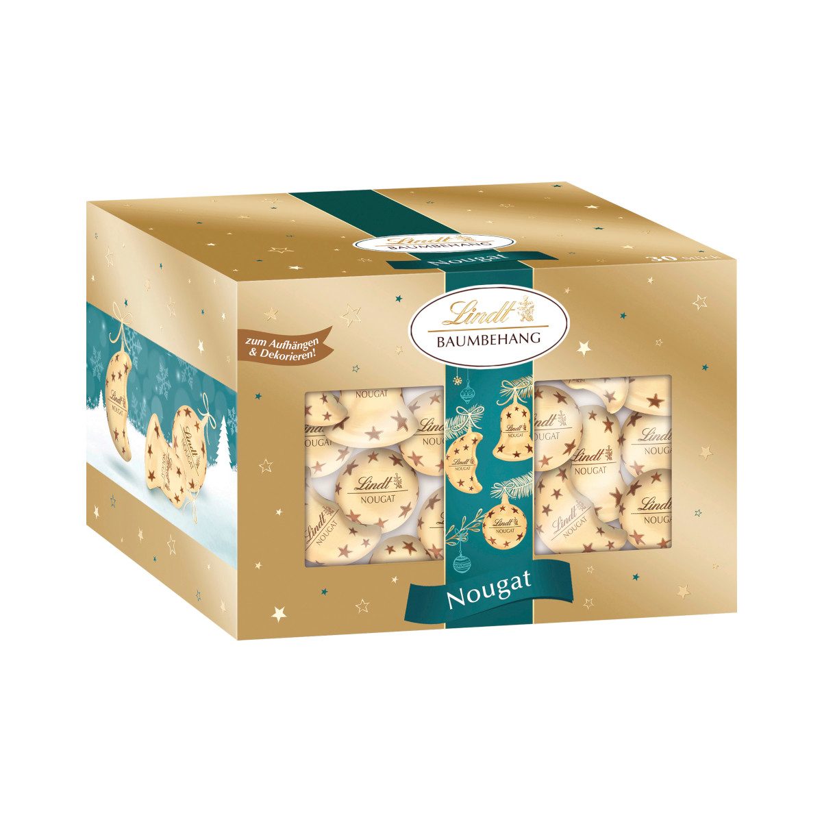 LINDT Schokolade, Lindt Baumbehang Nougat Weihnachten Vollmilch-Schokolade Nougat 500g