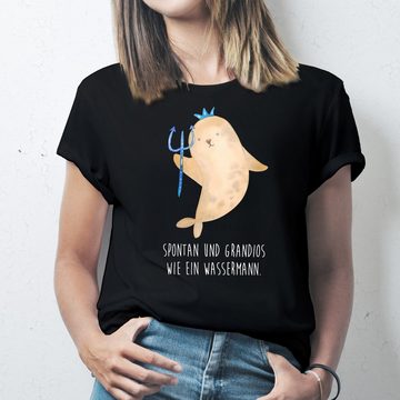 Mr. & Mrs. Panda T-Shirt Sternzeichen Wassermann - Schwarz - Geschenk, Tierkreiszeichen, Meerm (1-tlg)