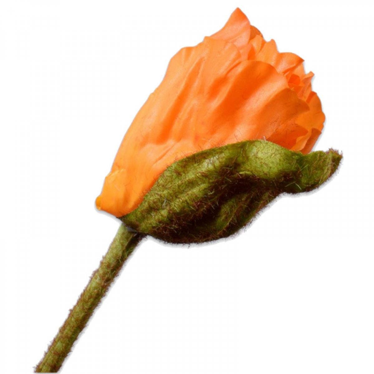 Künstliche Zimmerpflanze Seidenblume Mohn Knospe Orange (74cm), SILK-KA
