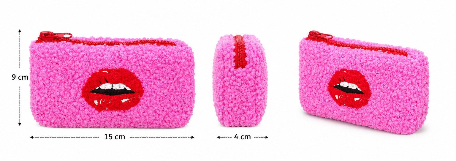 Giftcompany Kulturbeutel Giftcompany - Kleine Kosmetiktasche Etui "Lippen" 15x9x4cm Teddy Pink