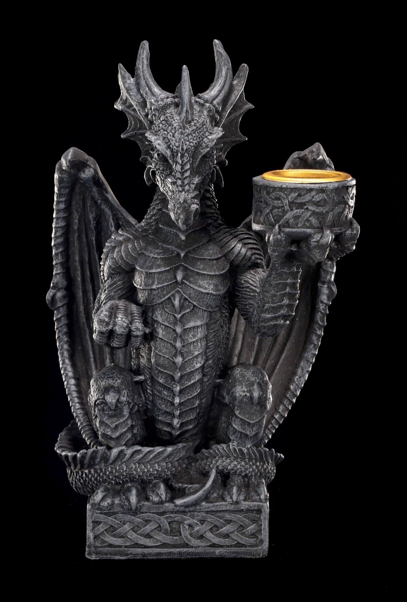 Figuren Shop GmbH Kerzenhalter Drache hält günstig online kaufen